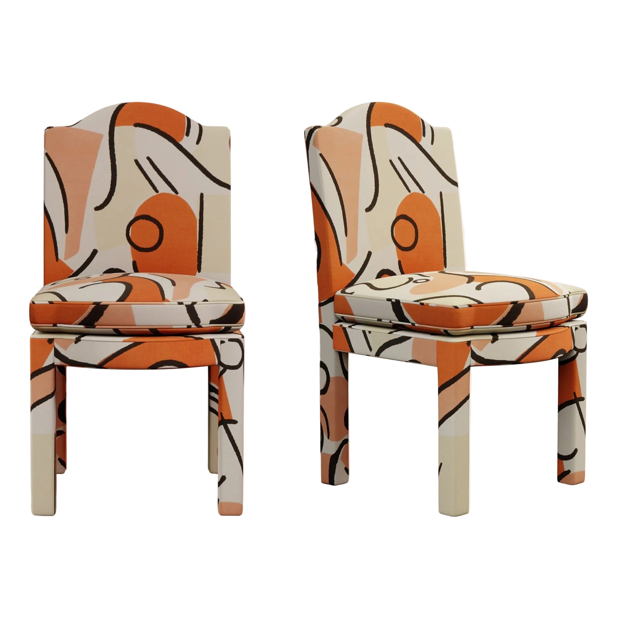 Pair of Leo Dining Chairs, Tangerine
