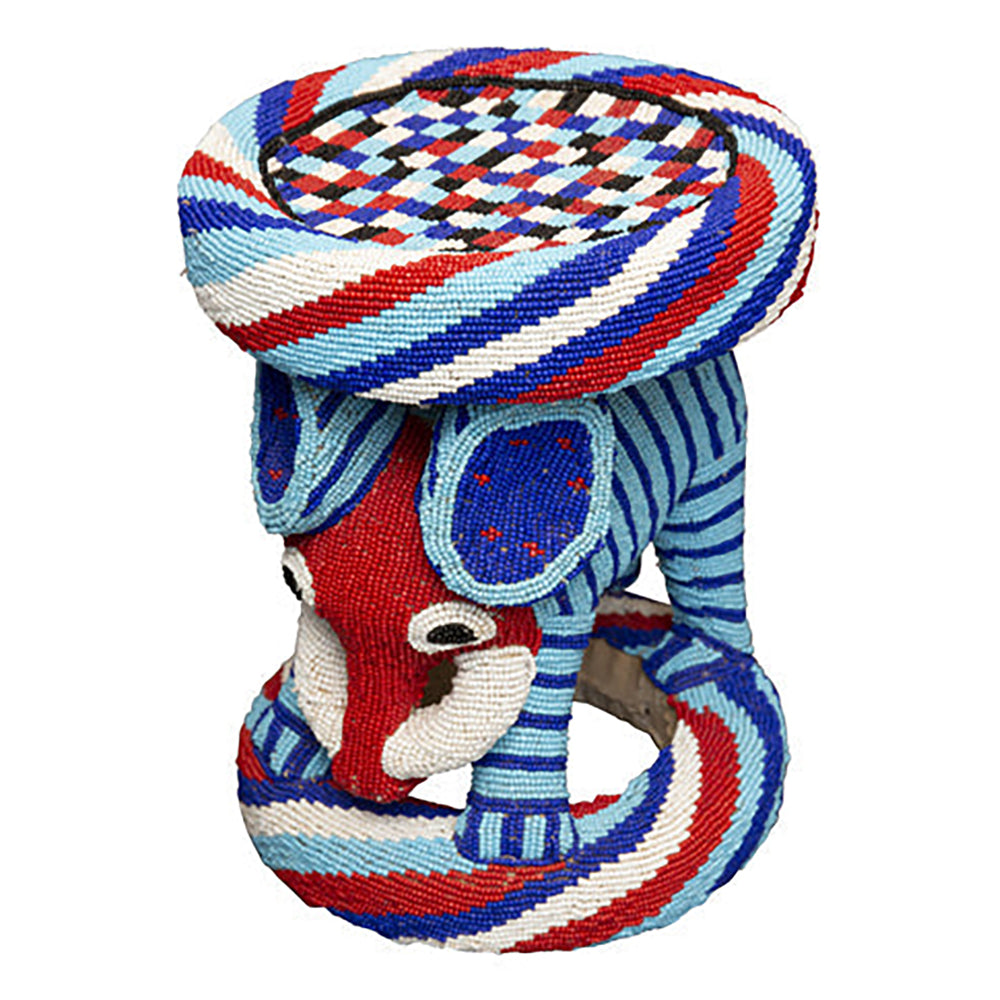 Elephant Bamileke Beaded Stool VII