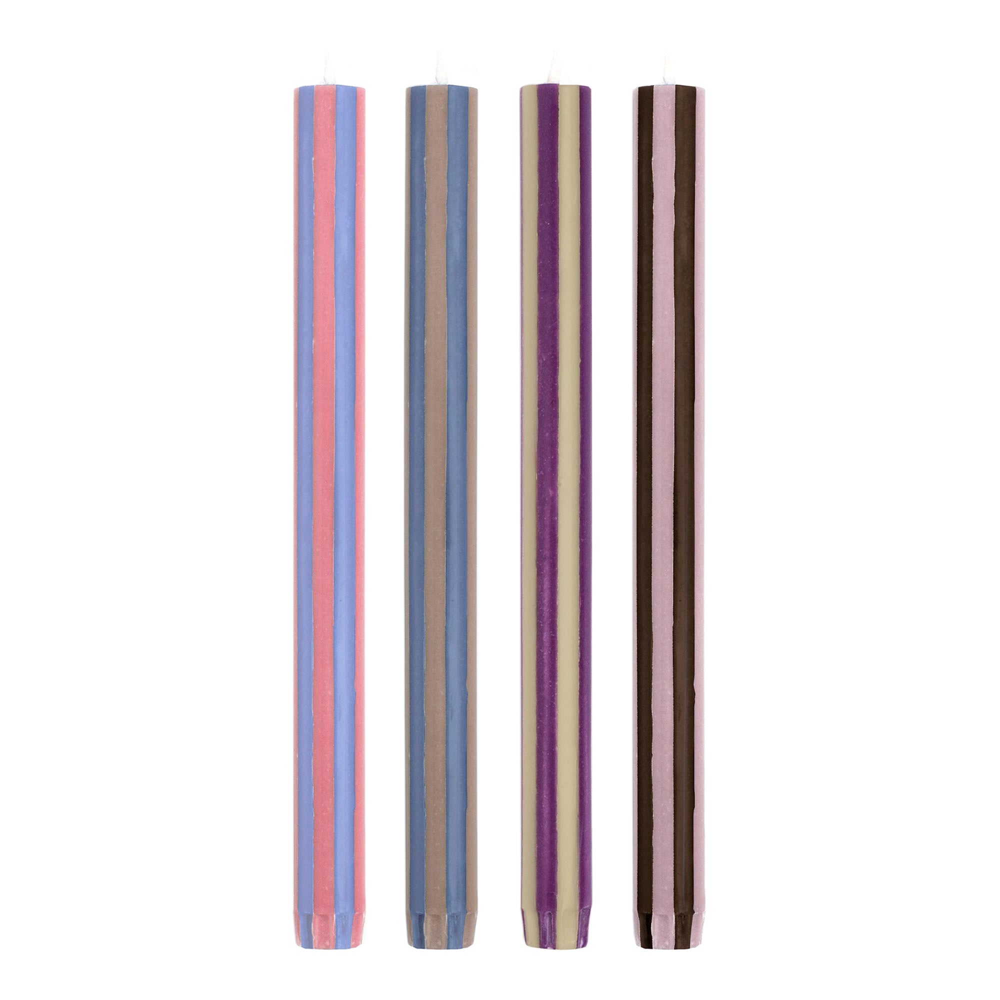 Stripe Dinner Candles - Mixed Set: Colours Contrast 1