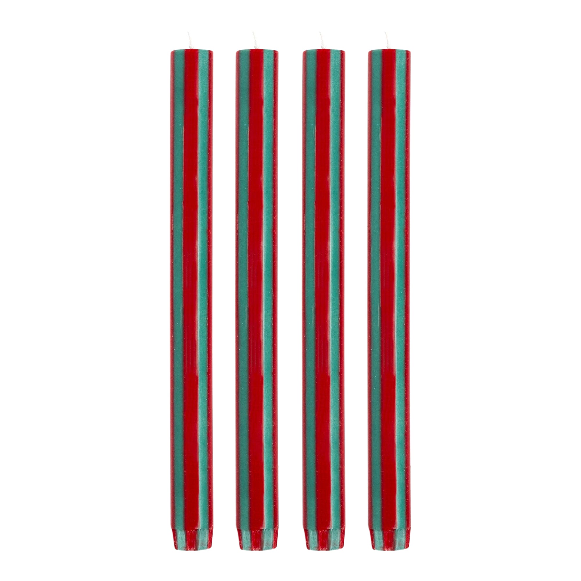 Stripe Dinner Candles - Racing Red / Green