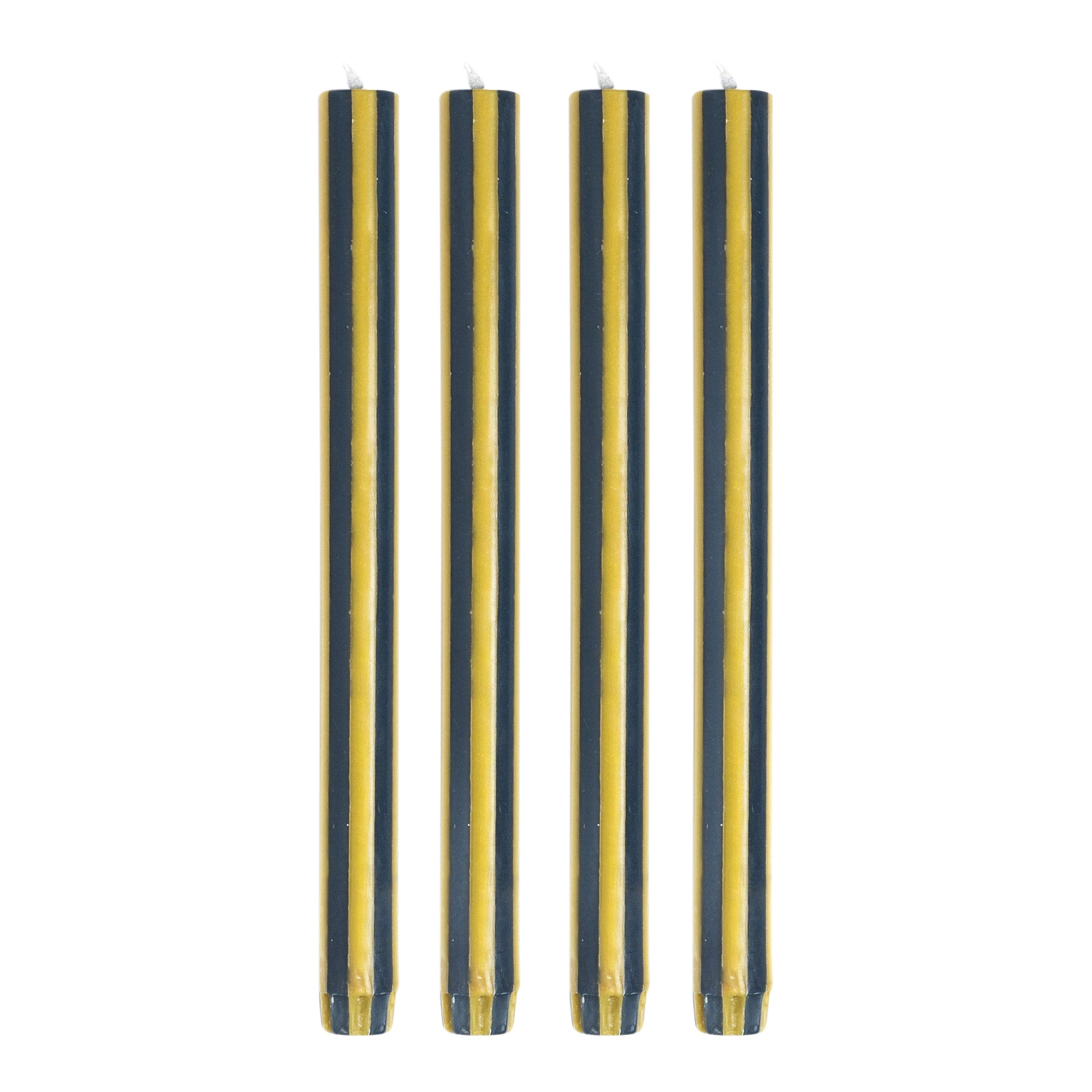 Stripe Dinner Candles - Chartreuse Green / Charcoal