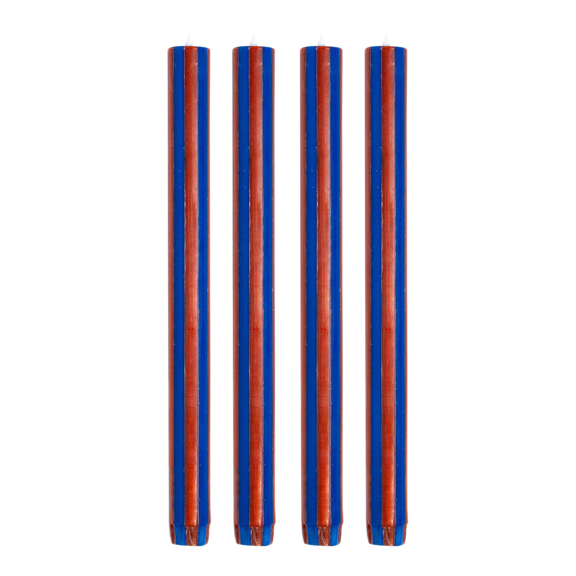 Stripe Dinner Candles - Indigo Blue / Terracotta