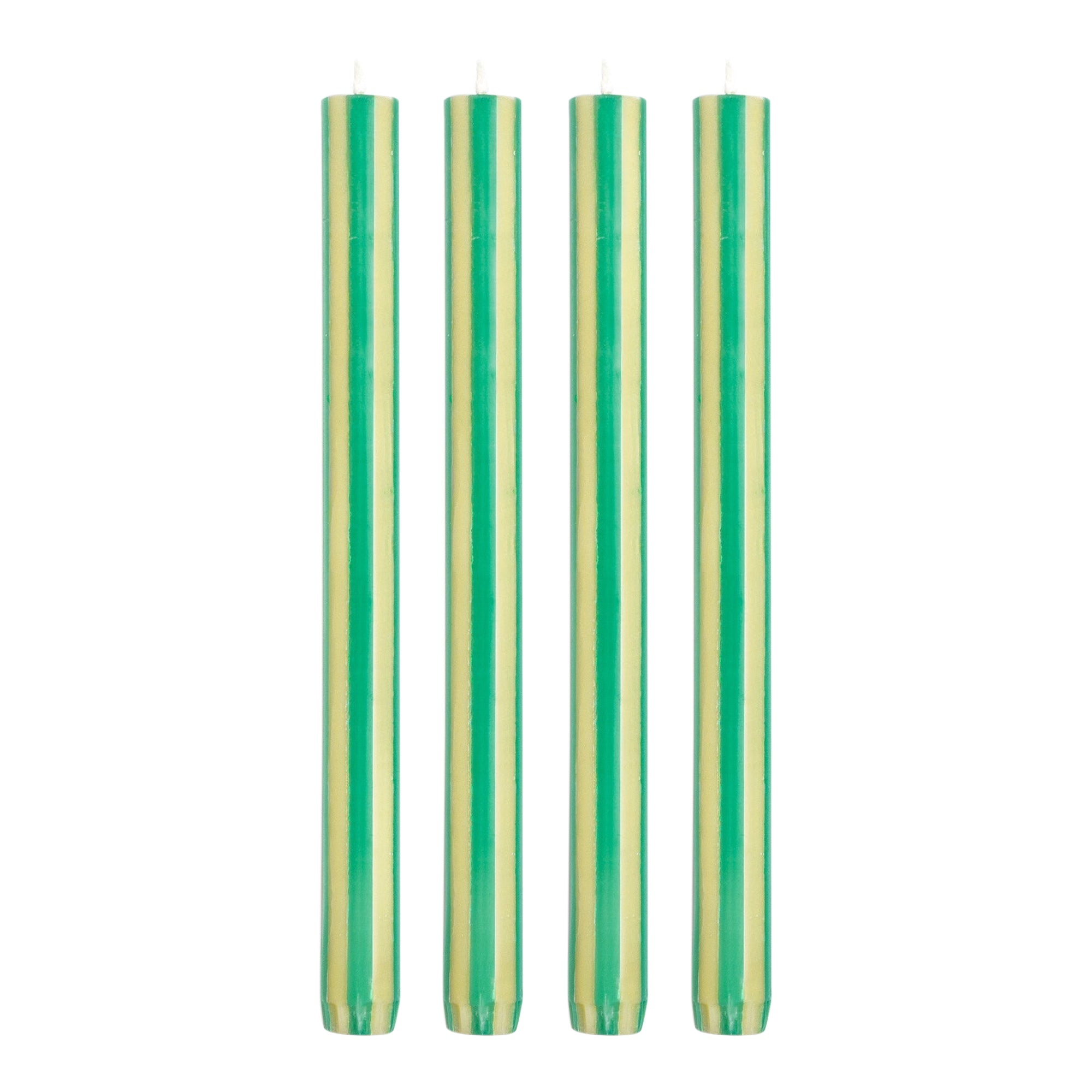 Stripe Dinner Candles - Forest / Lime Green