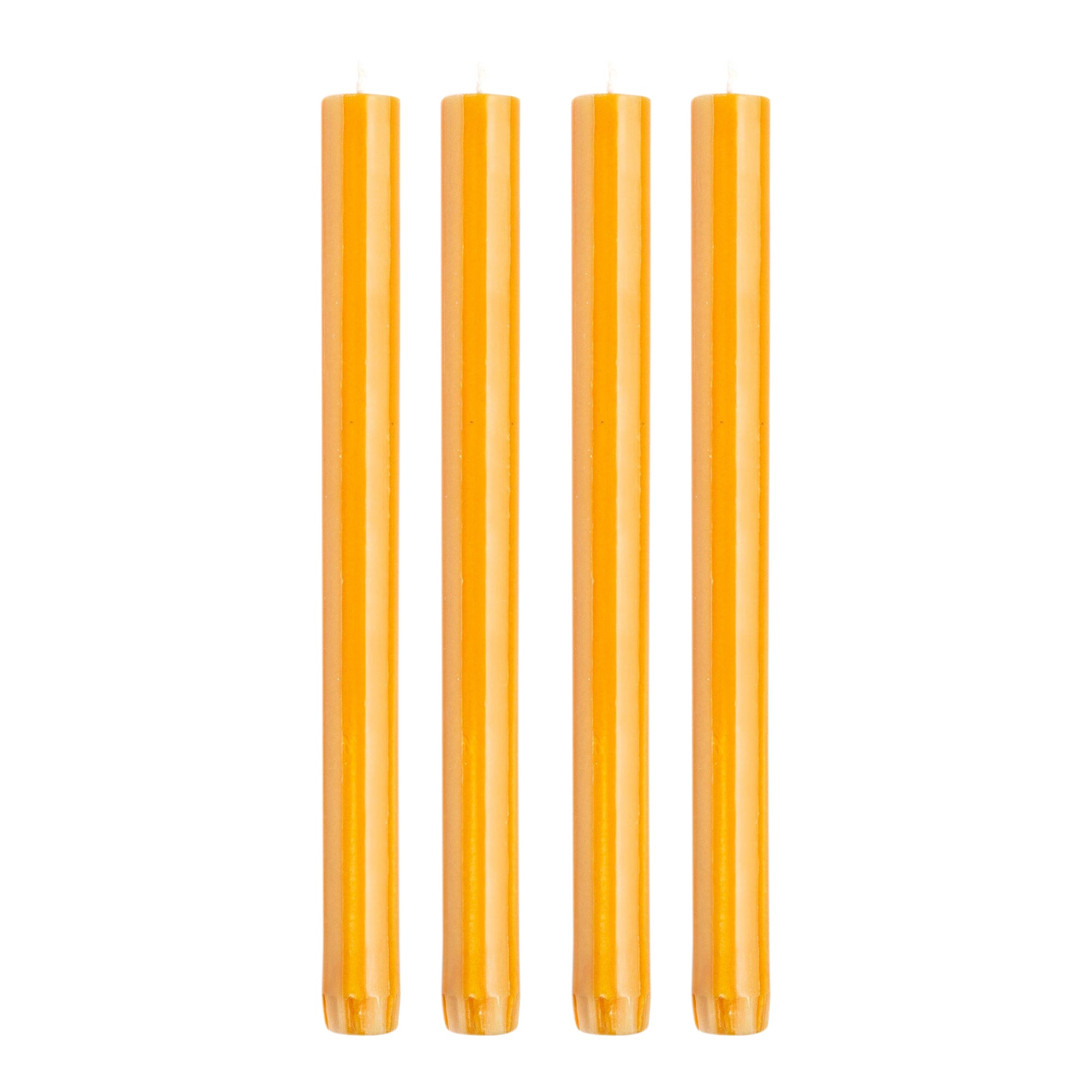 Stripe Dinner Candles - Clementine / Yellow Fade