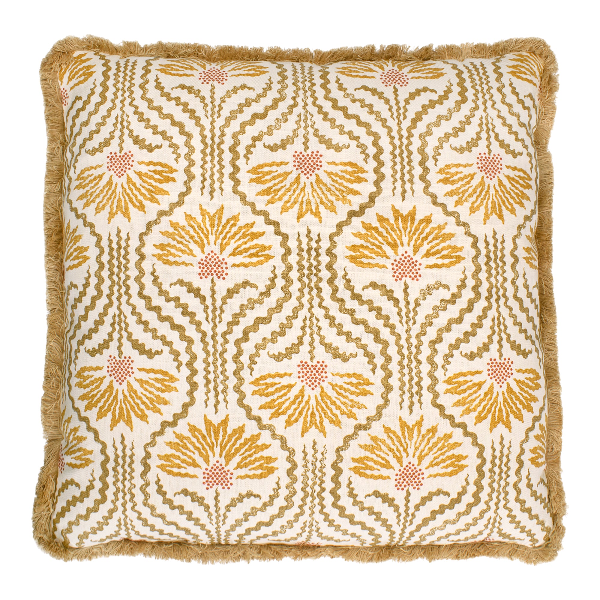 Palmette Citrine Large Fringe Cushion