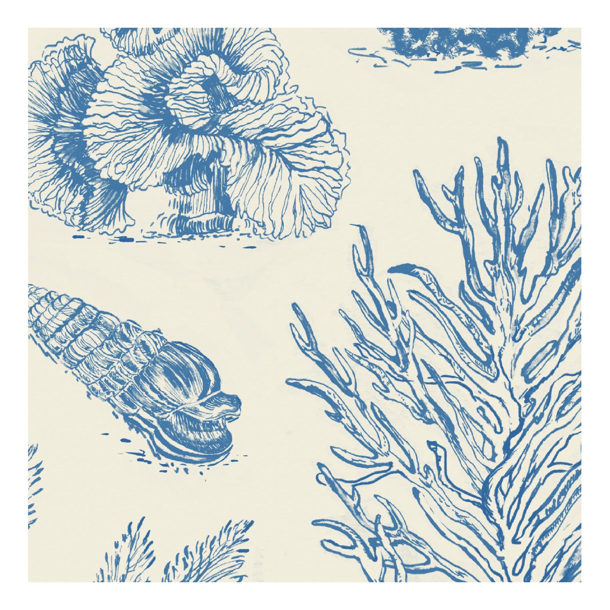 Coral Etchings Fabric - Ocean