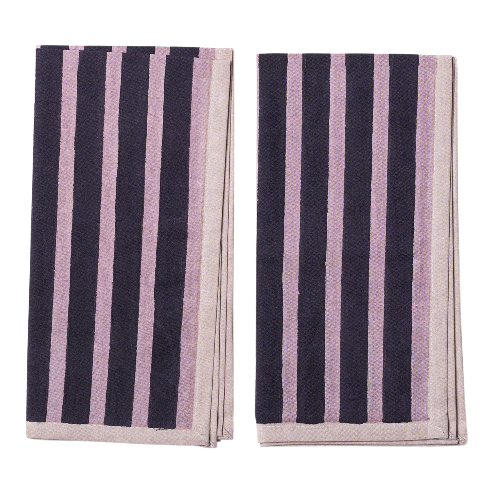 Block Stripe Napkins - Aubergine / Mauve