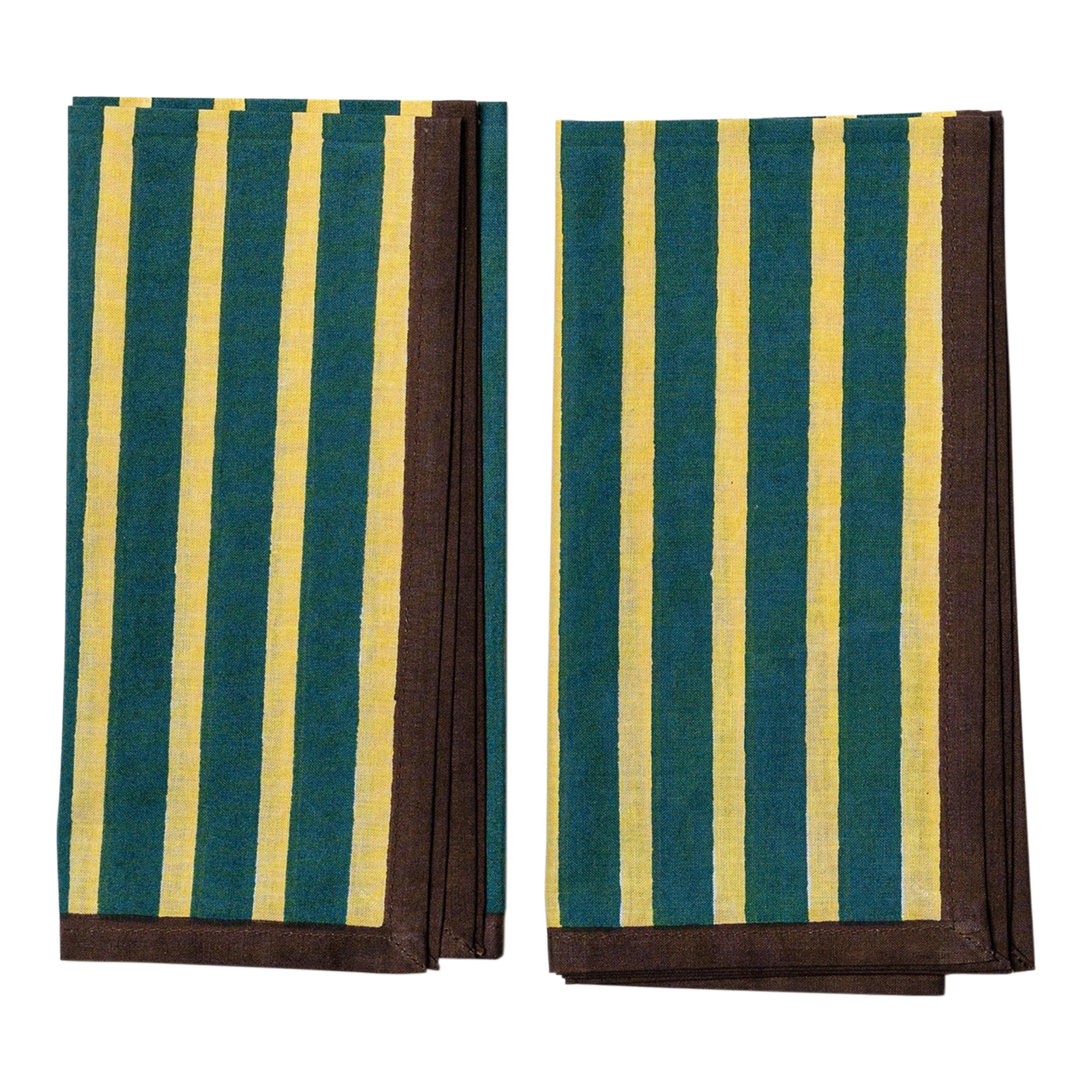 Block Stripe Napkins - Lemon / Forest Green