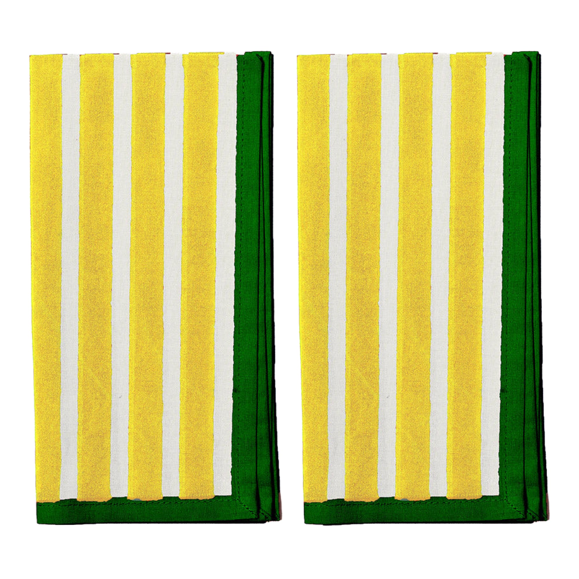 Block Stripe Napkins - Lemon / White