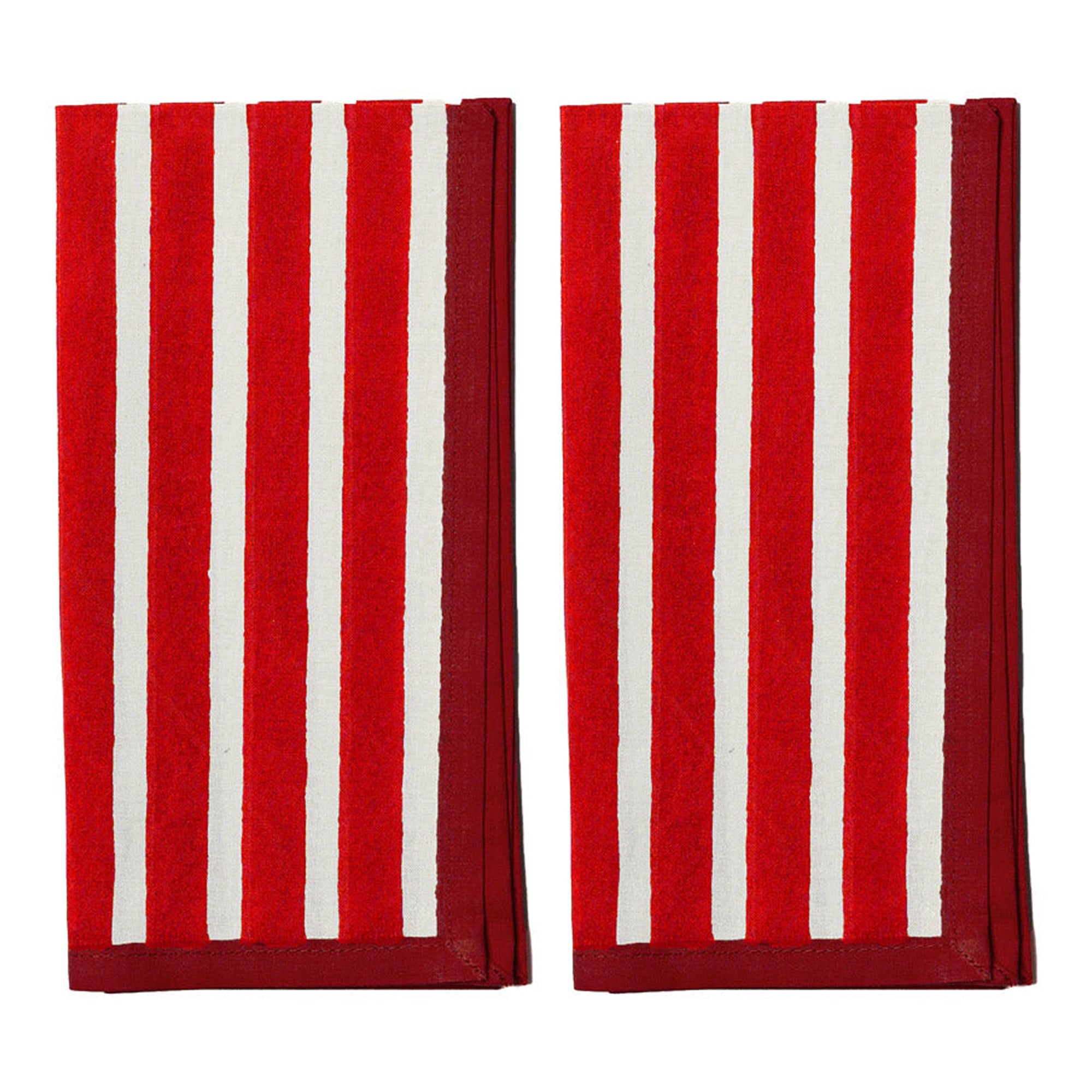 Block Stripe Napkins - Red / White