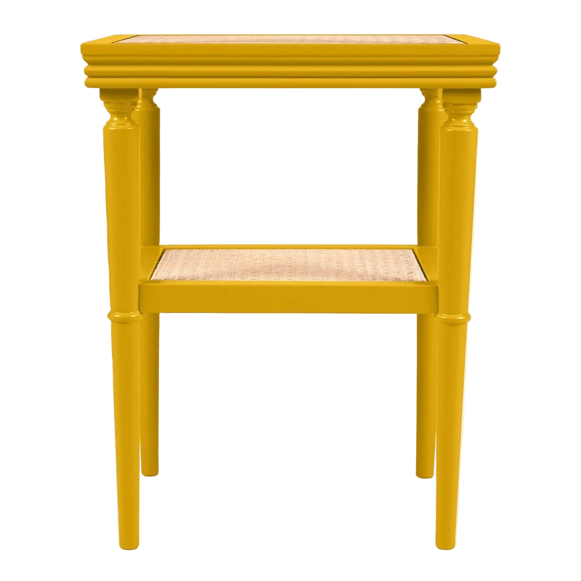 Ilaria Woven Cane Side Table | Mustard