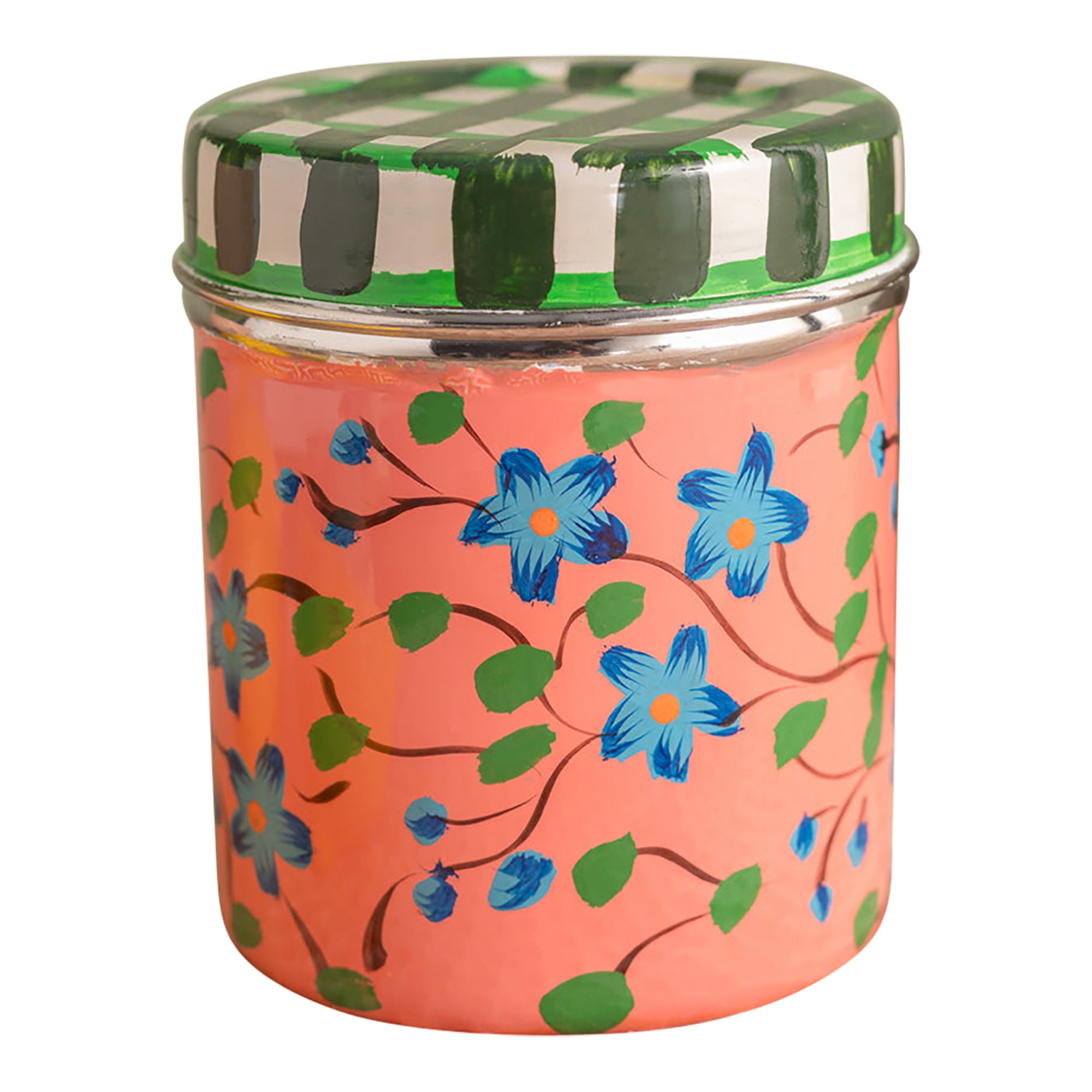 Forget-Me-Nots on Coral Spice Tin