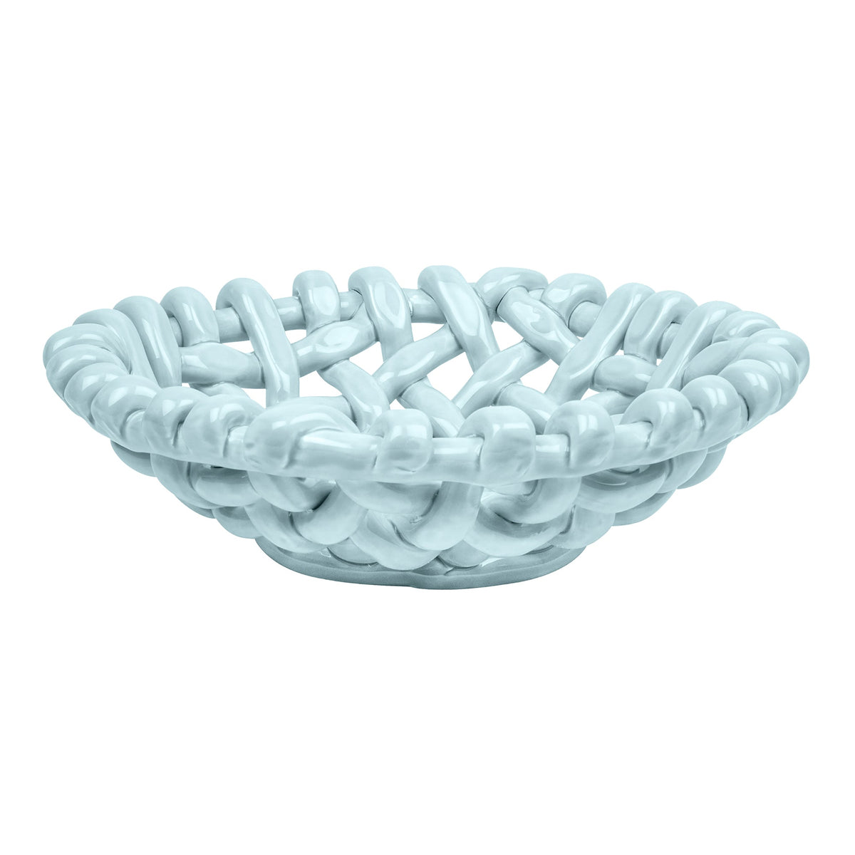 Sky Blue Basketweave Bowl | Small
