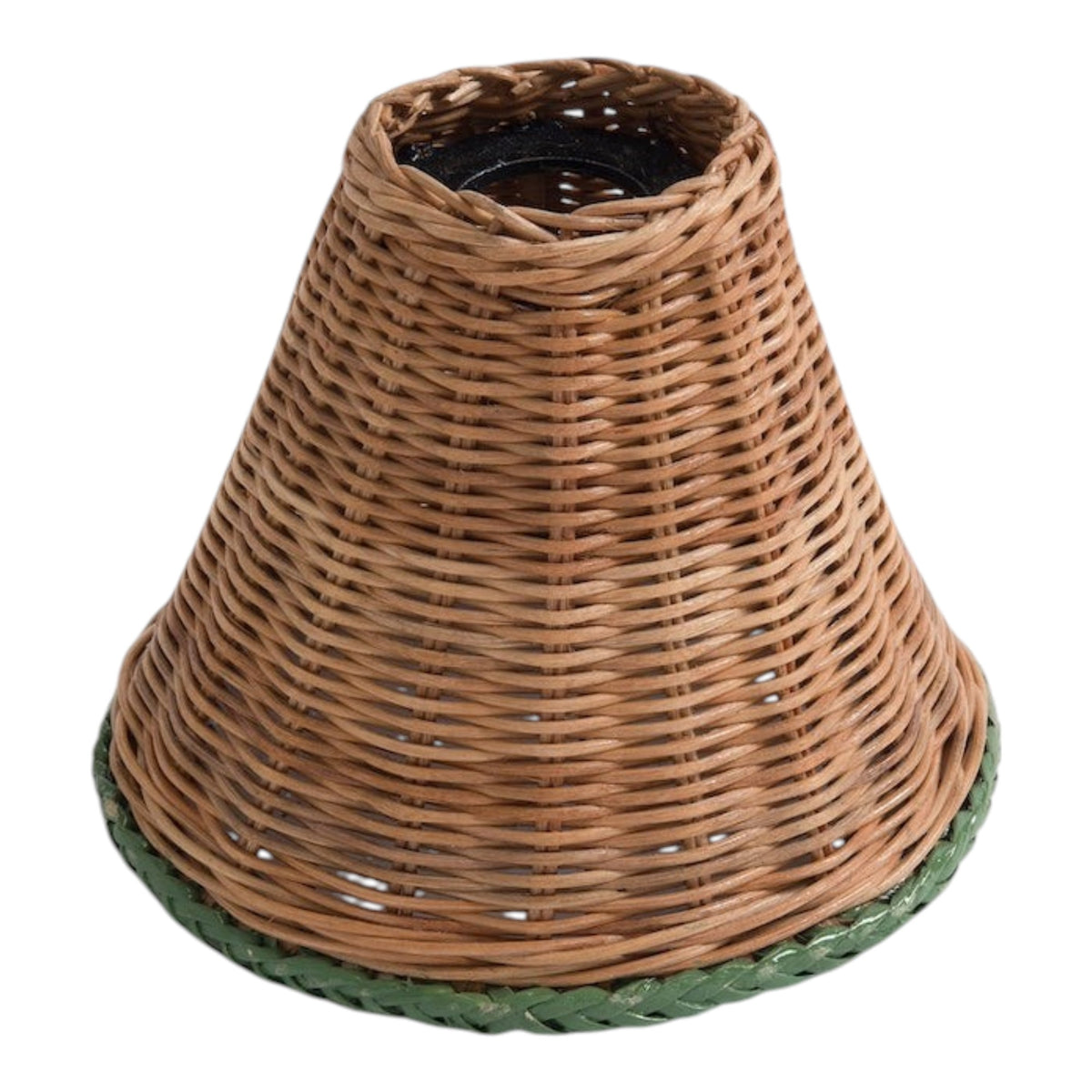 Sunbird Small Rattan Lampshade | Green Trim
