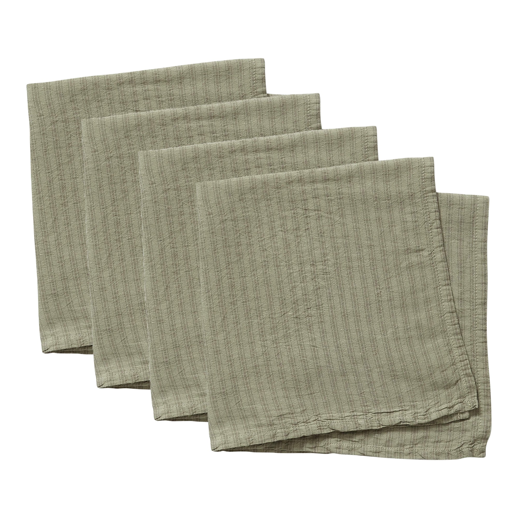 Set of 4 Olive Ticking Stripe Napkins