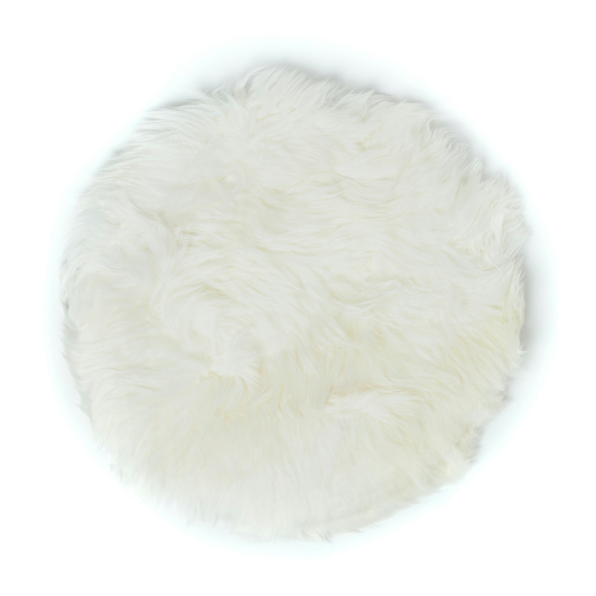 Circular Sheepskin Seat Pad - Pure White