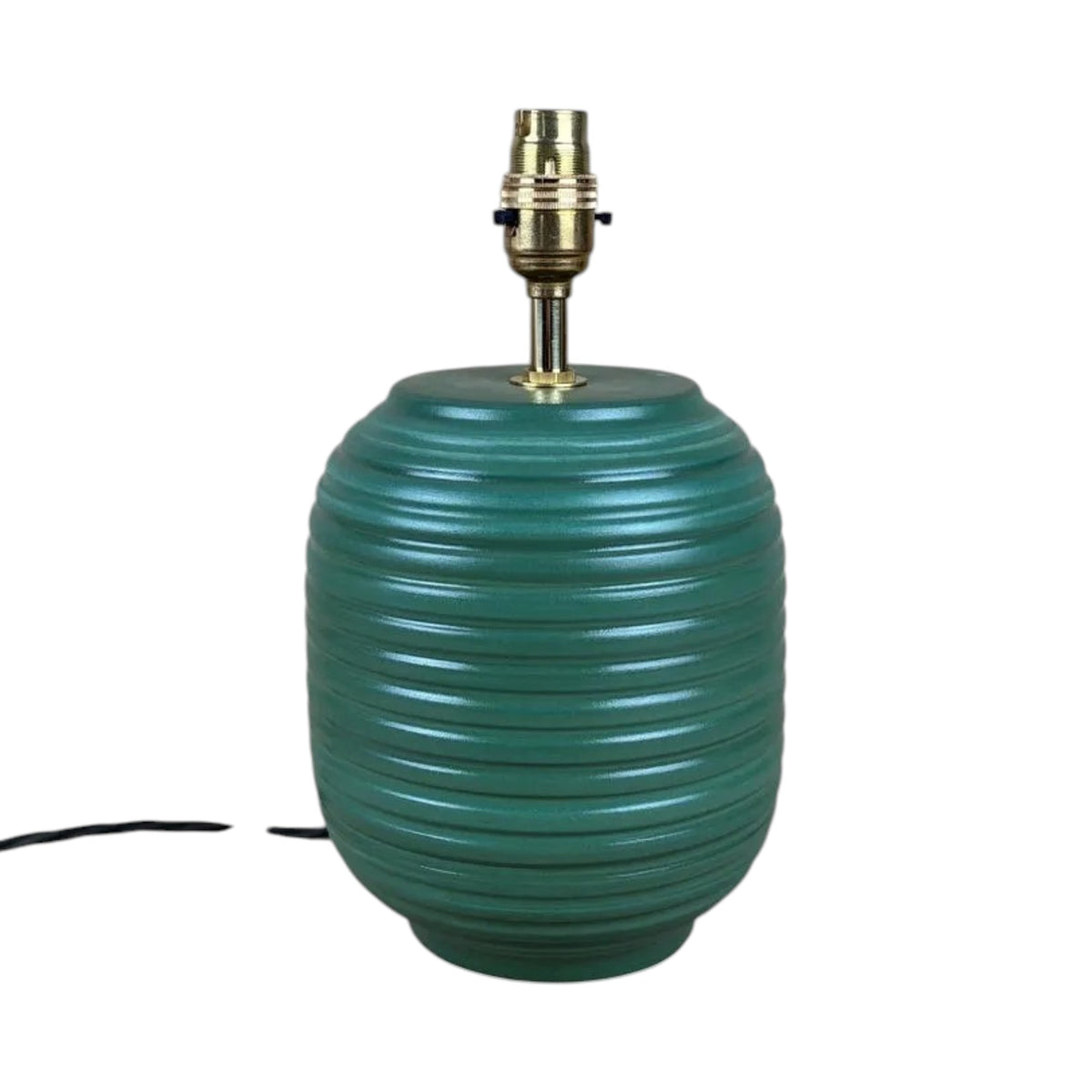 Green Ridged Small Table Lamp