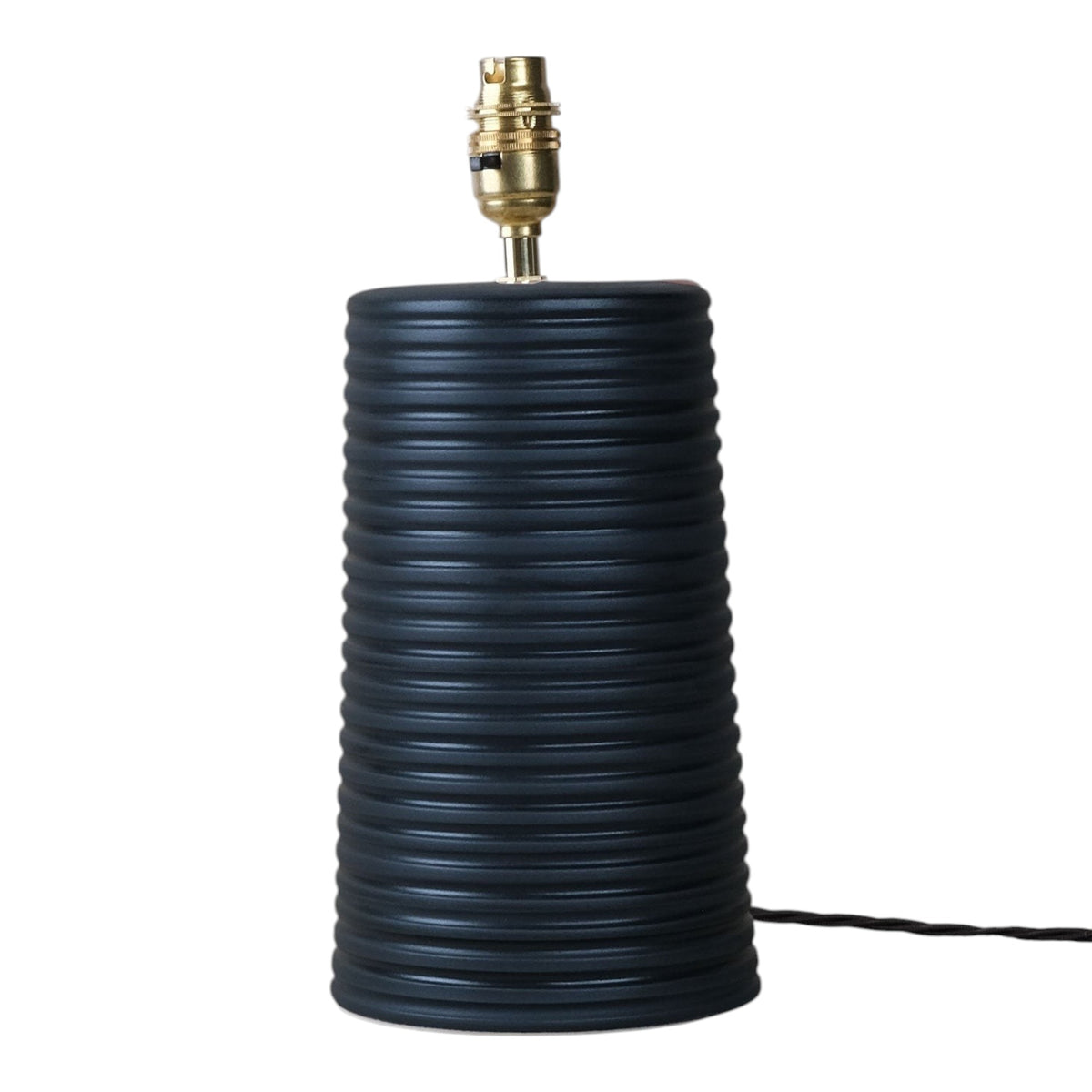 Black Ridged Large Tapered Lamp