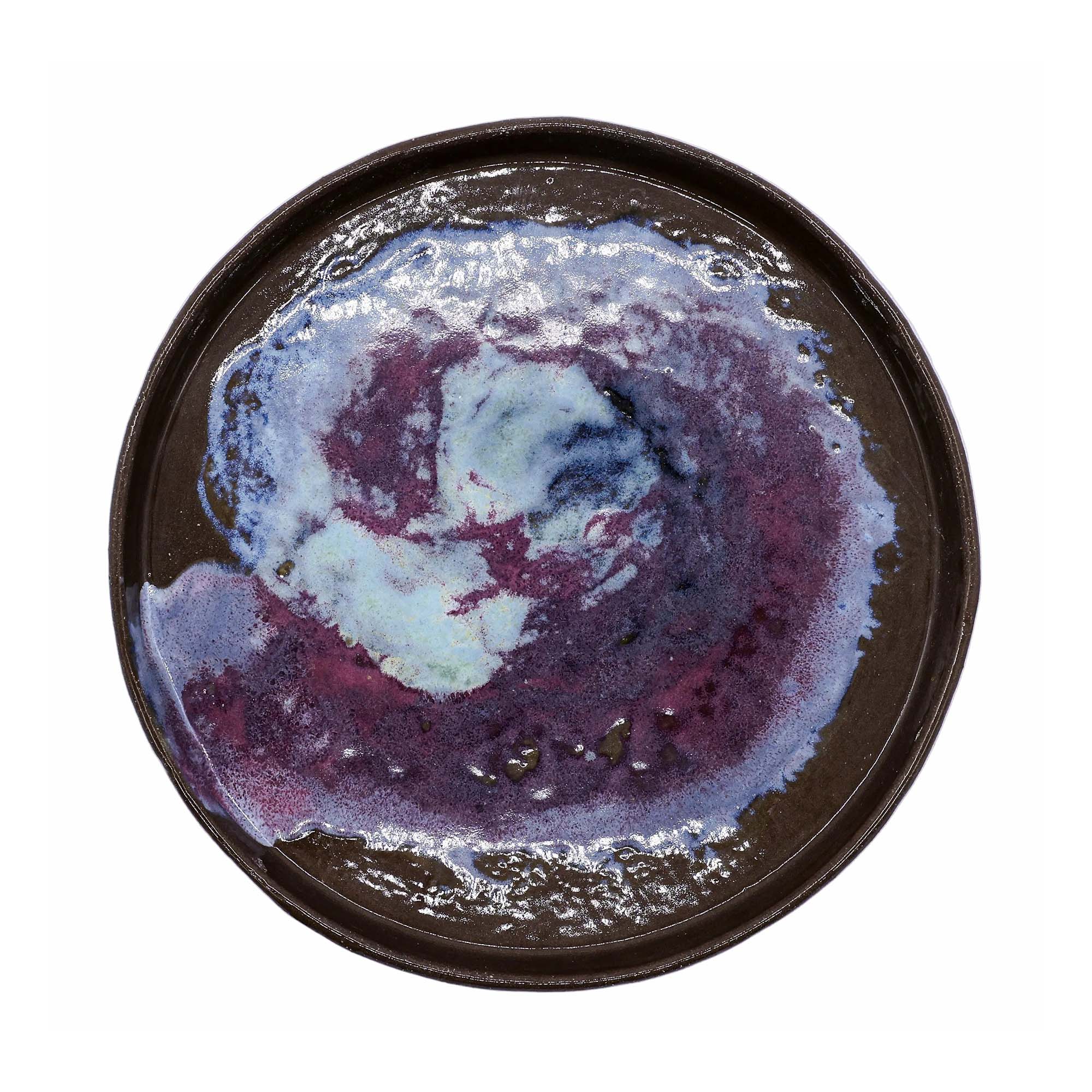 23 cm Nebula Smoked Grey Large Stoneware Handmade Ceramic Dinner Plate