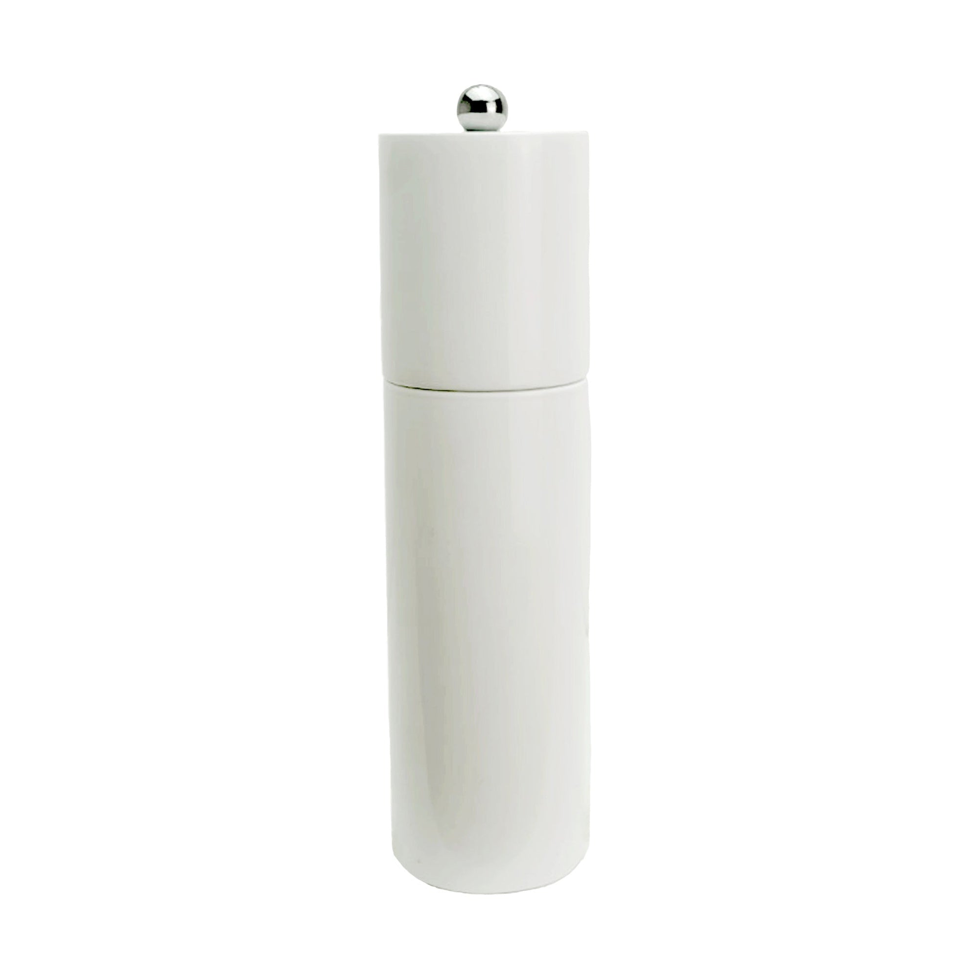 White Round Column Salt or Pepper Mill