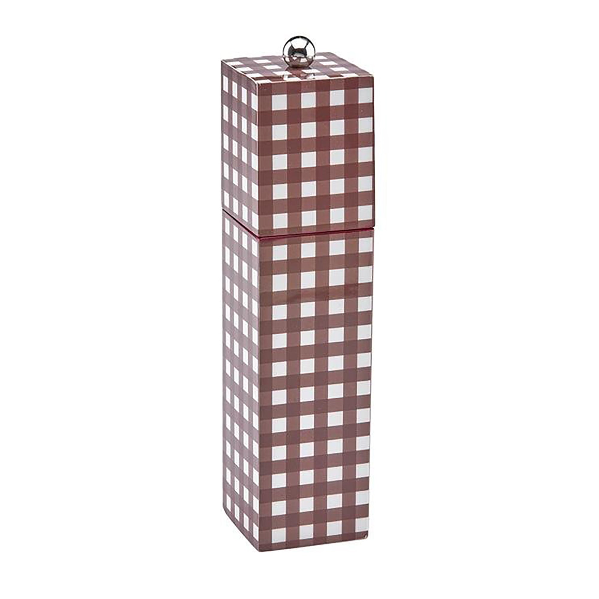 Cherry Gingham Square Pillar Salt or Pepper Mill