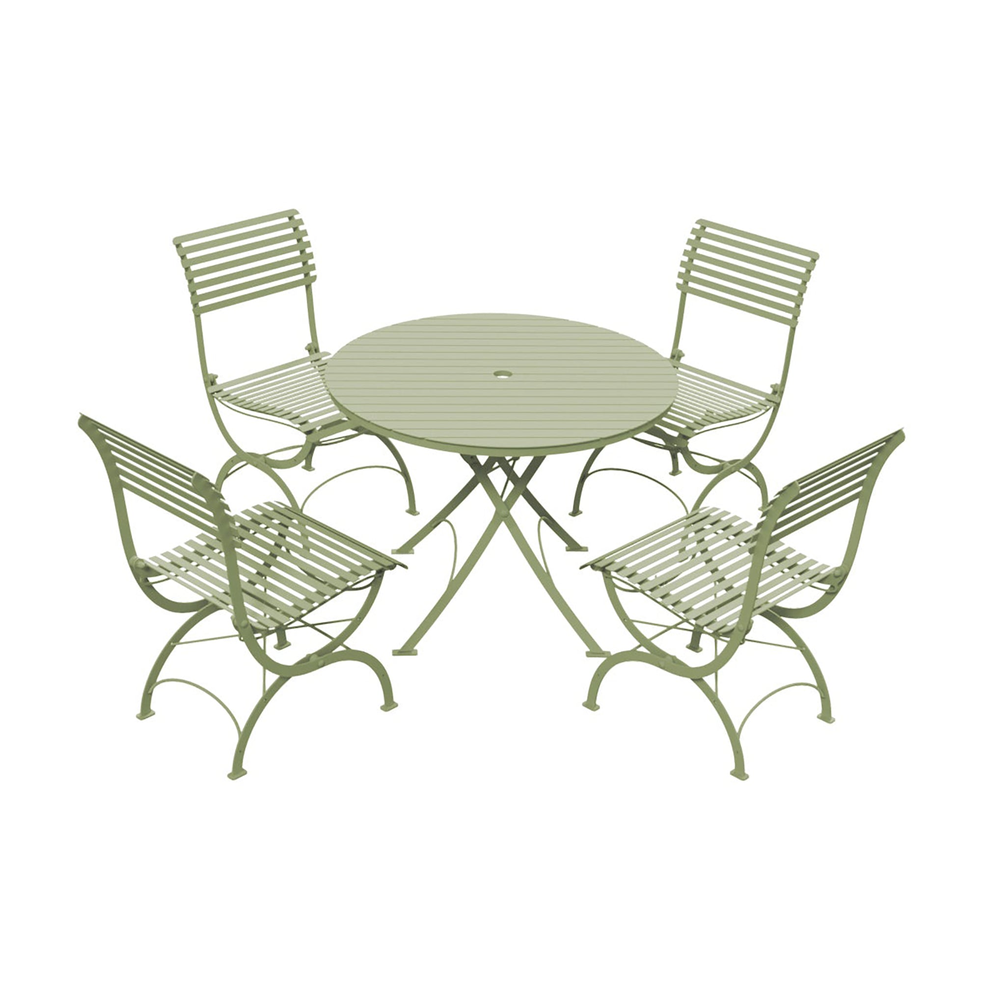 Darsham 1m Round Table & 4 Chairs Type A Lichen Green