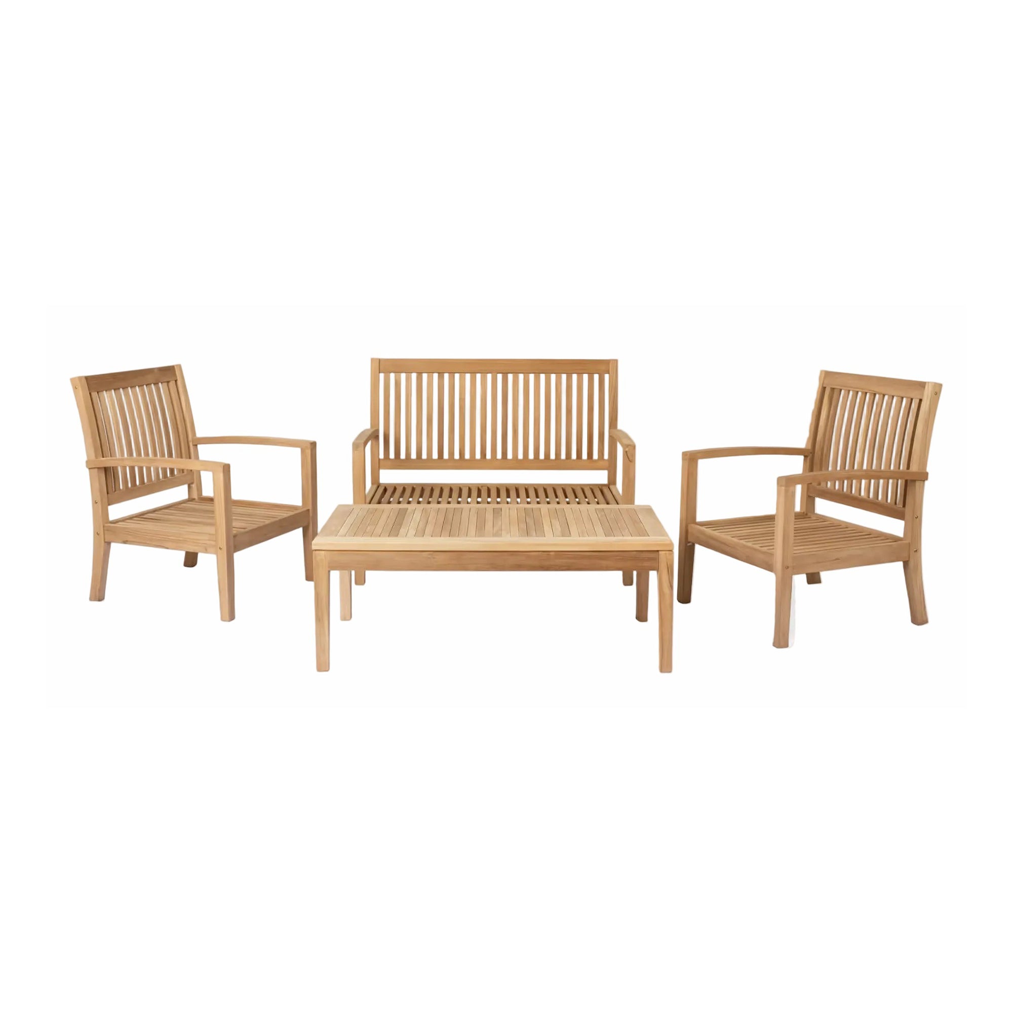 Comfort Teak Bench, Armchair & Coffee Table Set