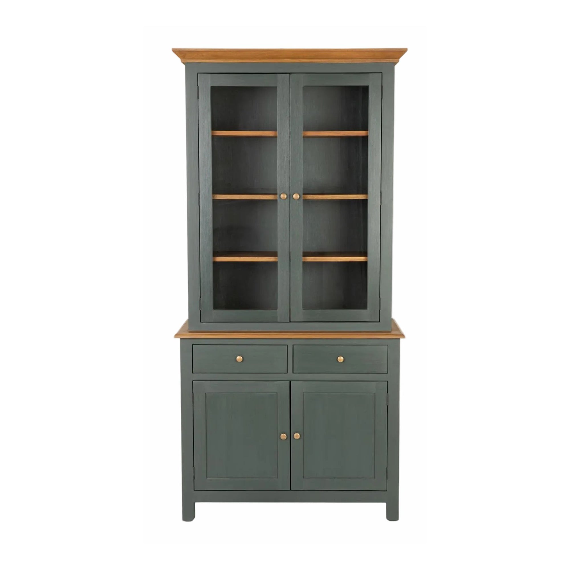 Walcote Glass Display Cabinet Forest Green