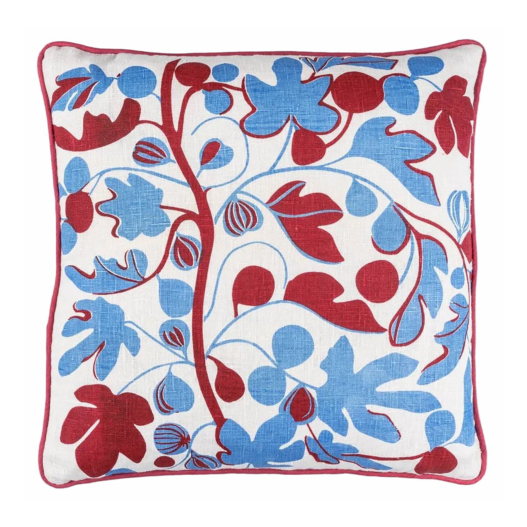 Figs Cushion | Red & Cornflower Blue