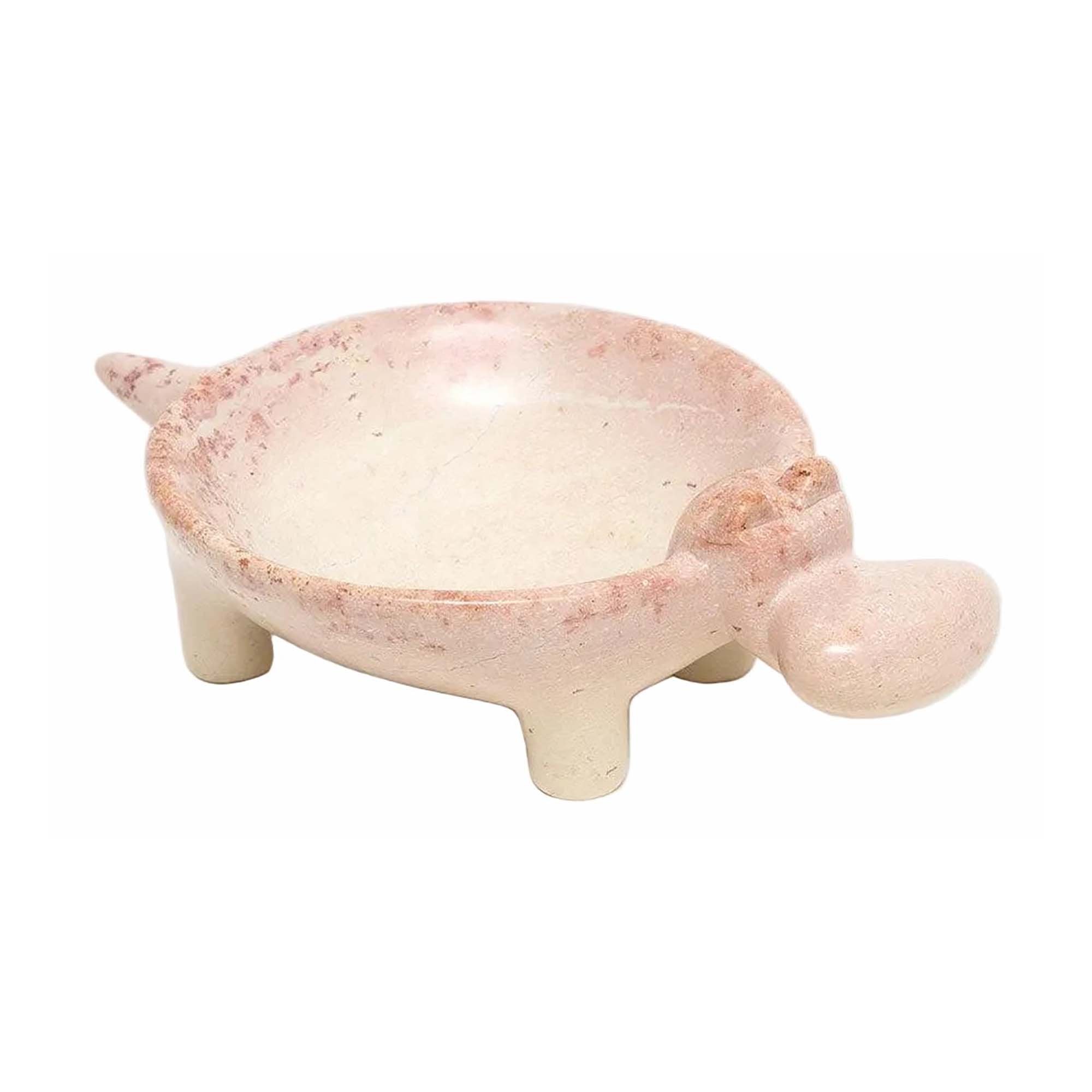 Kenyan Soapstone Hippo Dish 'Marbled Pink'