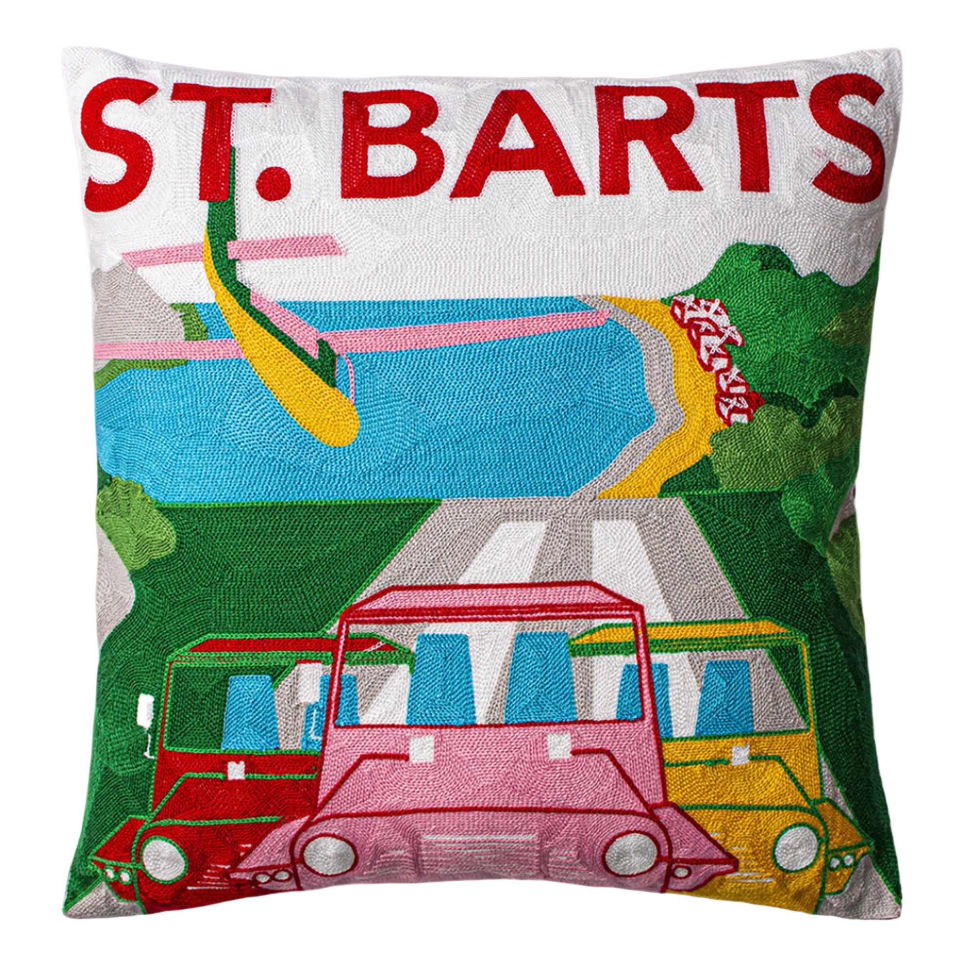 St. Barts Needlepoint Pillow – Tropical Island Design