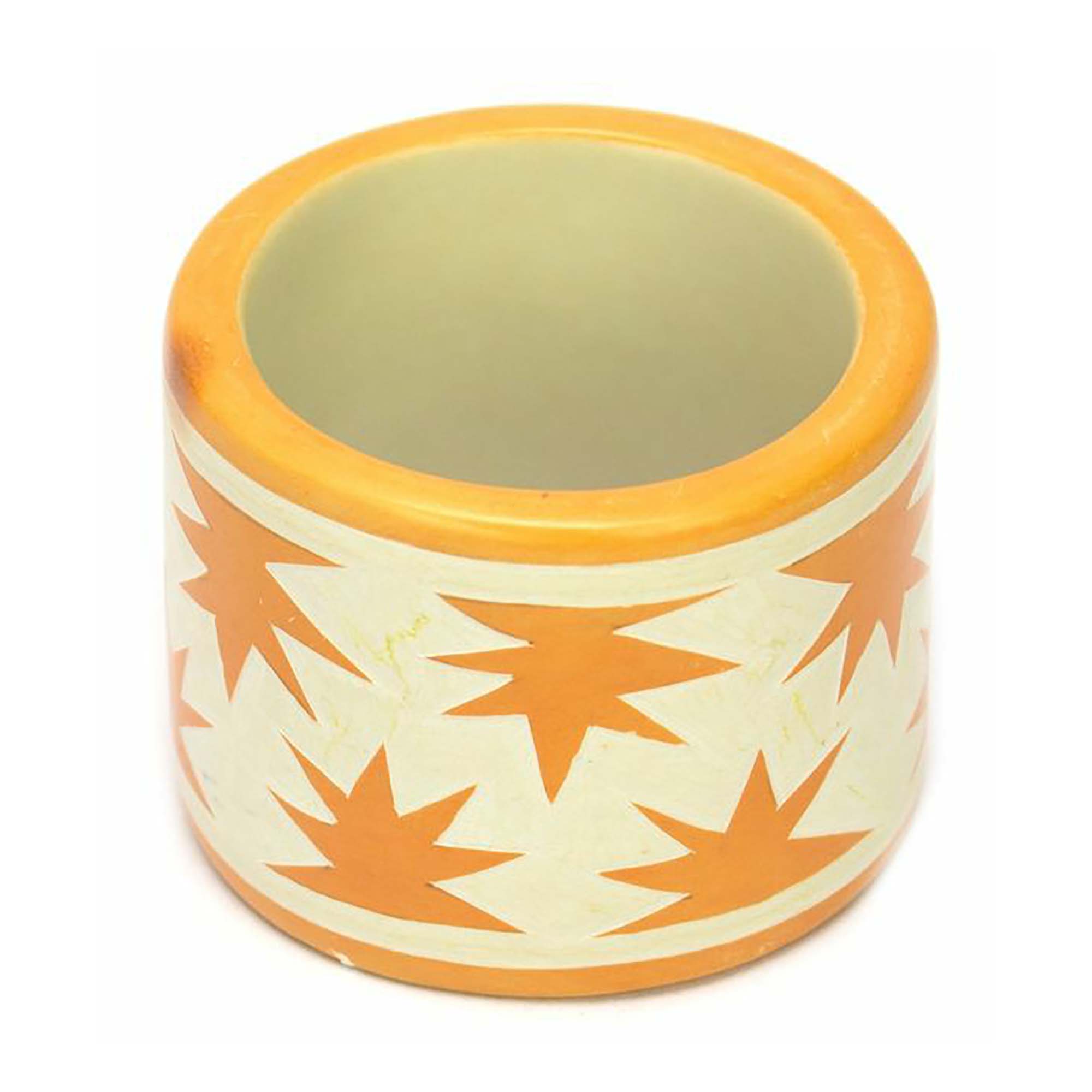 Hand Carved Soapstone Napkin Ring 'Orange Sun'