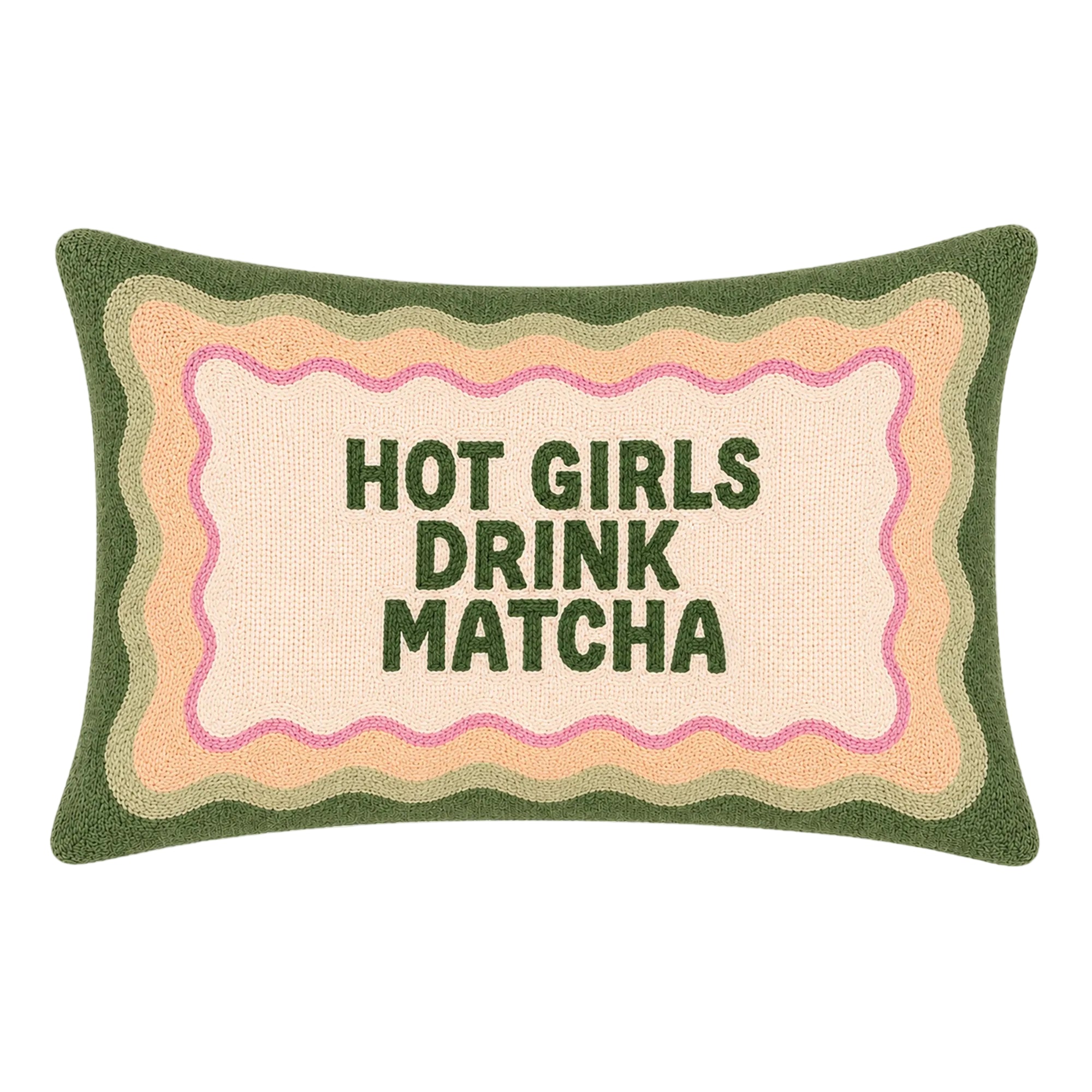 PREORDER Slogan Needlepoint Pillow - Hot Girls Drink Matcha