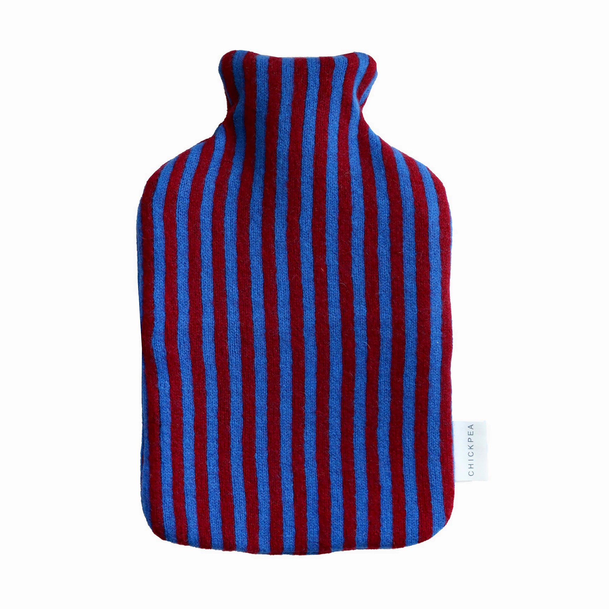 Bright Blue and Burgundy Bold Stripe Hot Water Bottle