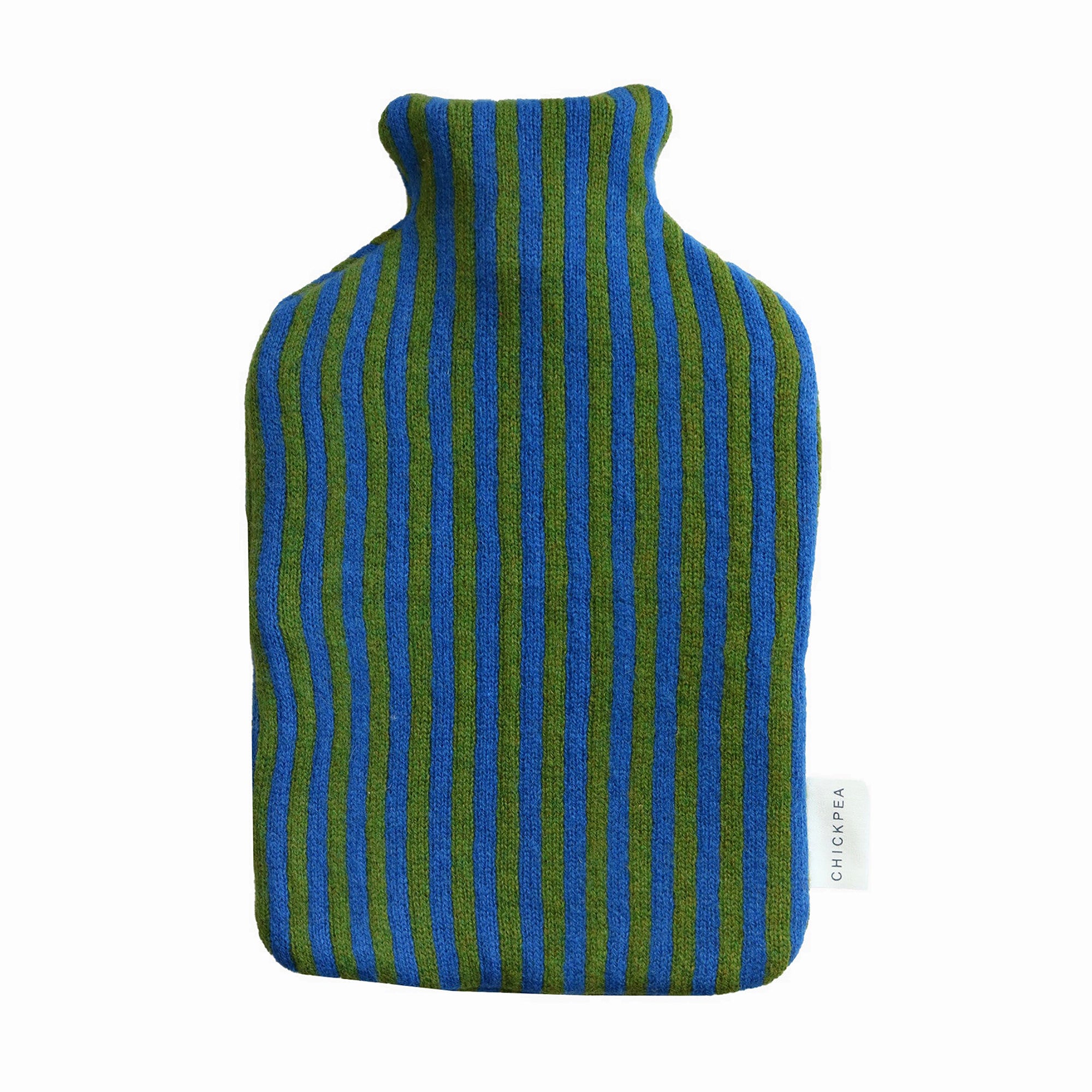 Bright Blue and Green Bold Stripe Hot Water Bottle