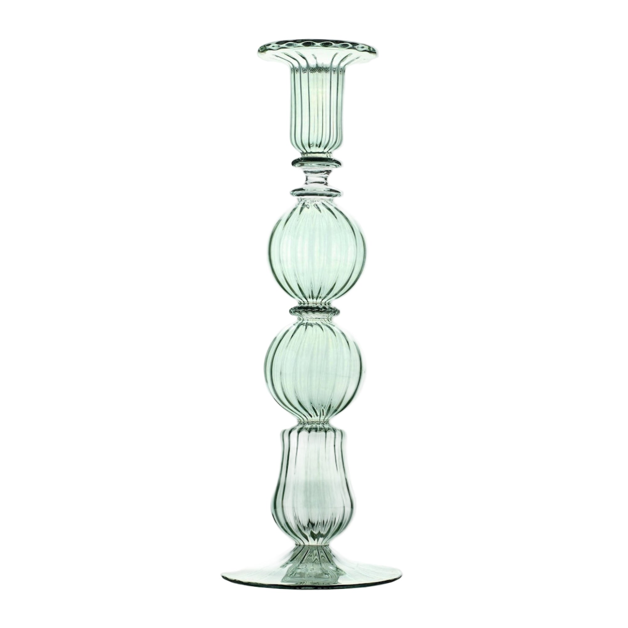 Ombo Glass Candlestick - Green