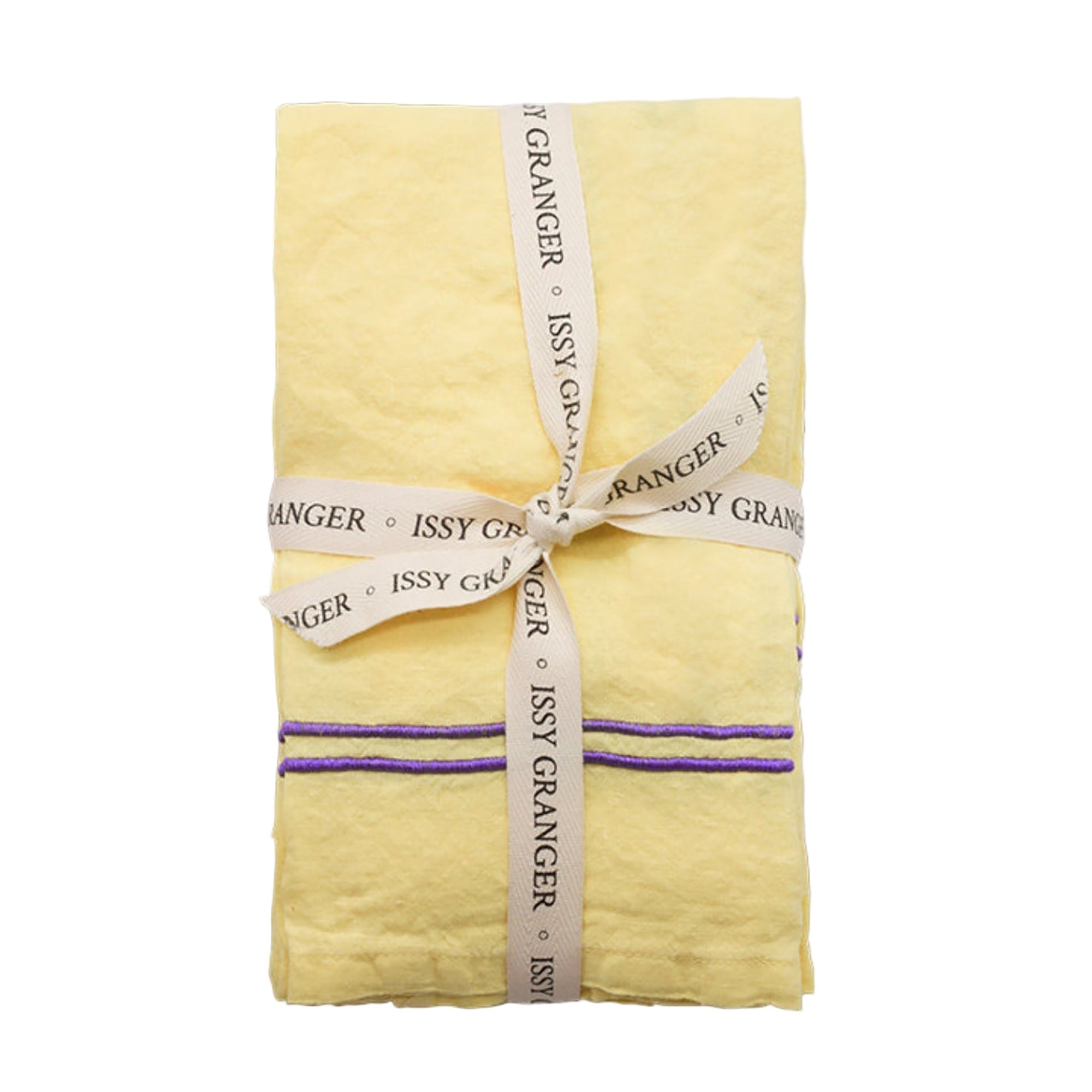 Yellow Double Piped Linen Napkins | Set of Four