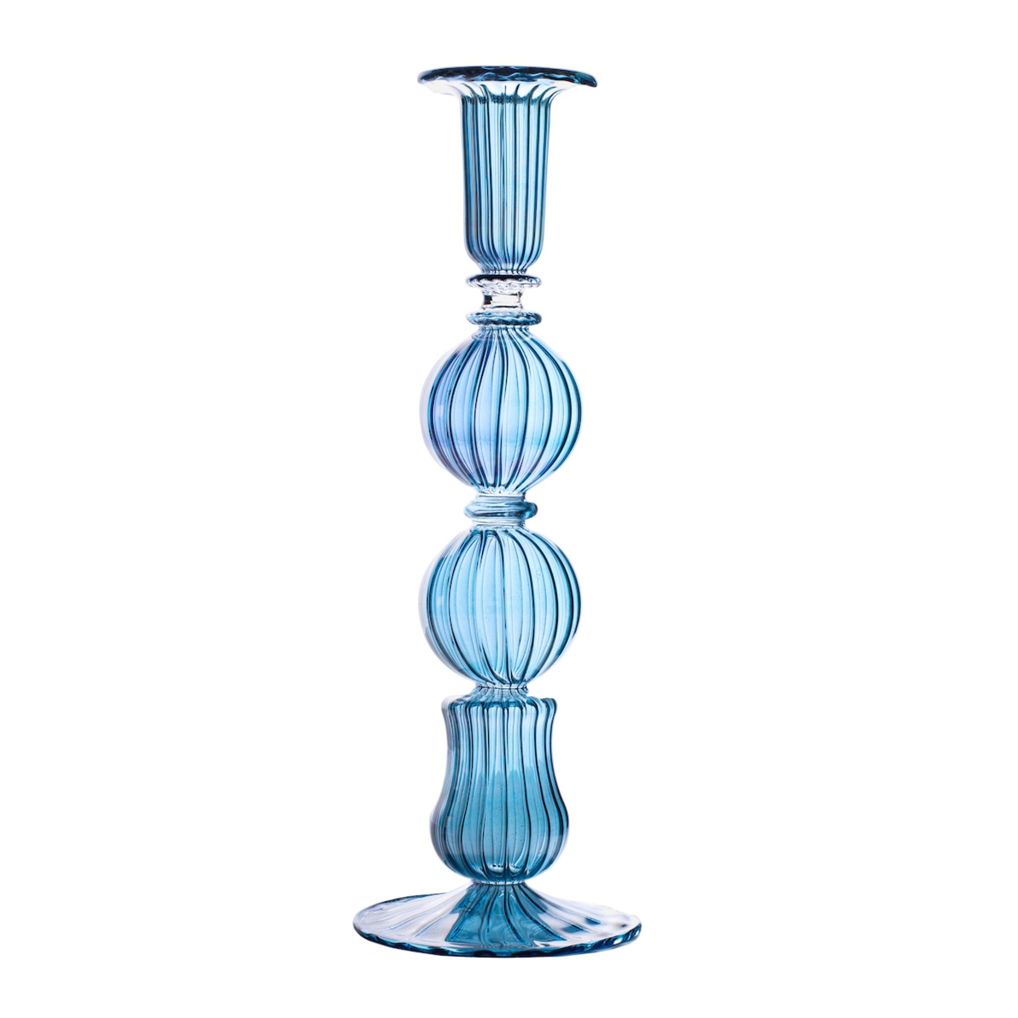 Ombo Glass Candlestick - Blue