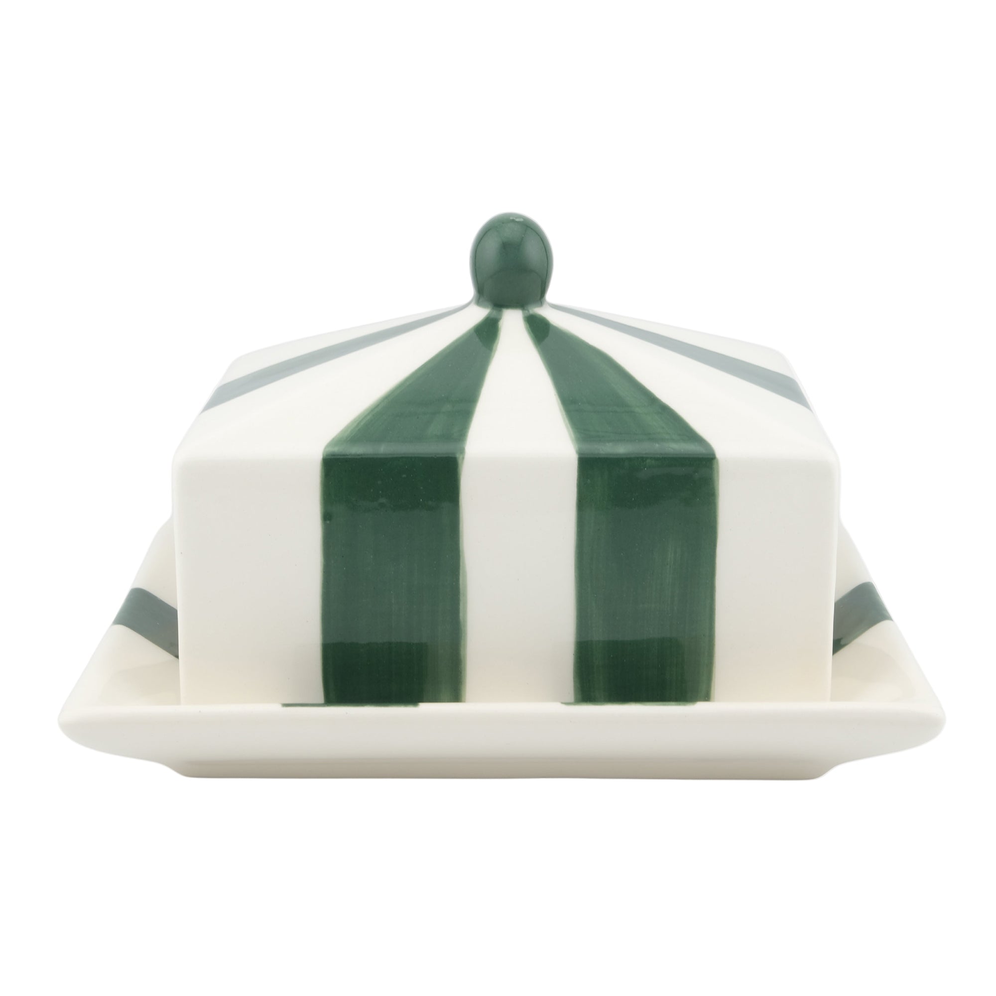 Circus Stripe Butter Dish - Green