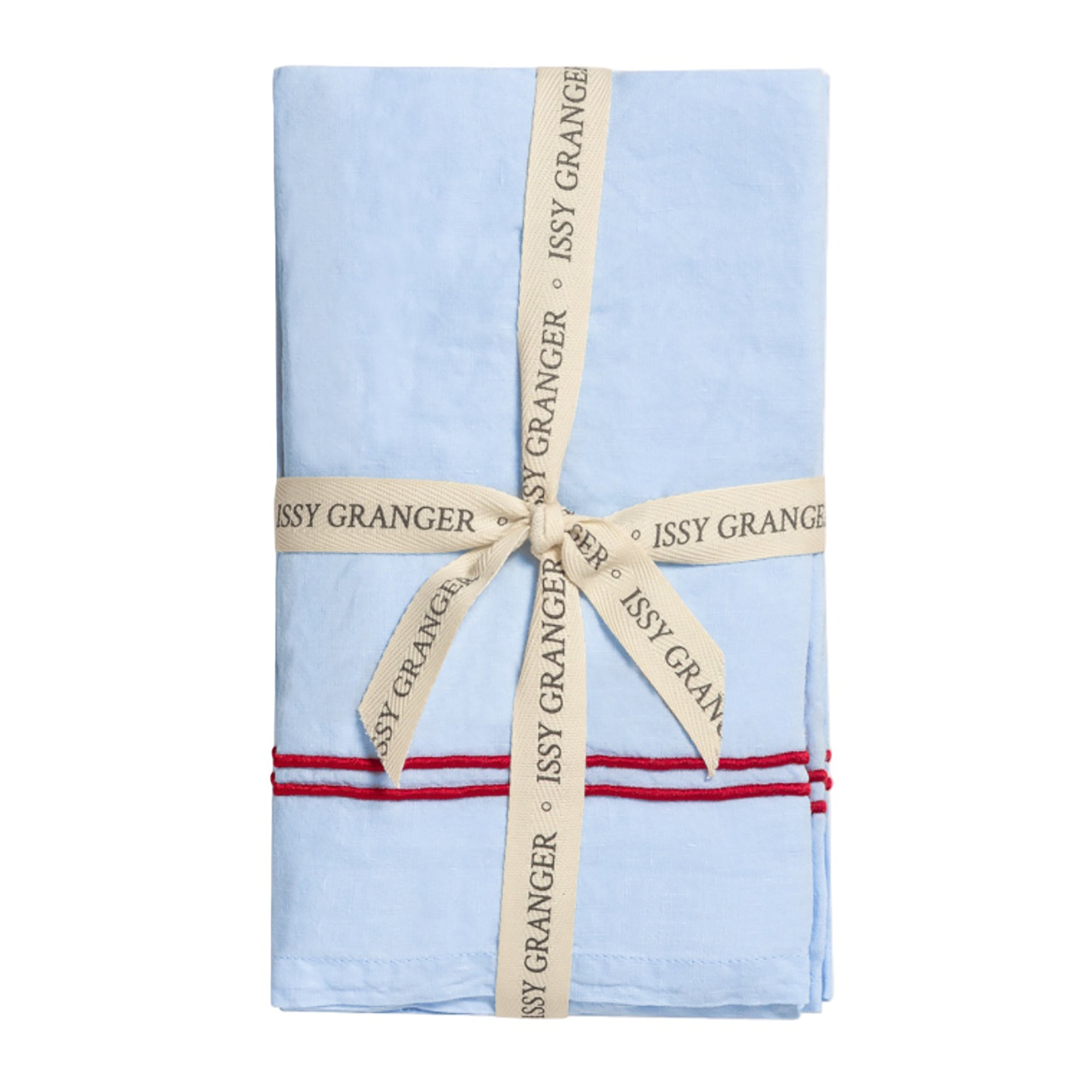 Blue Double Piped Linen Napkins - Set of Four