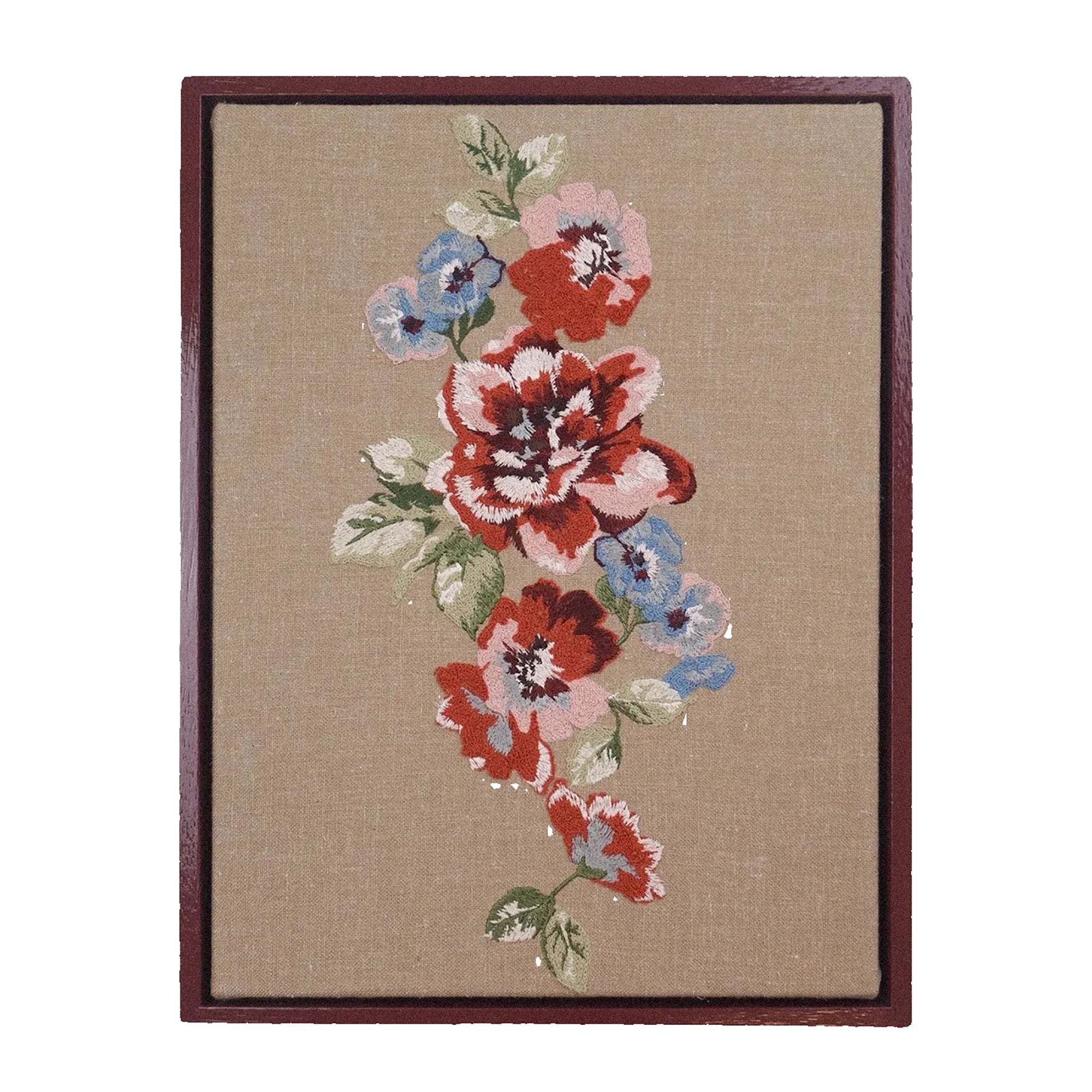 Rosa framed embroidered art canvas