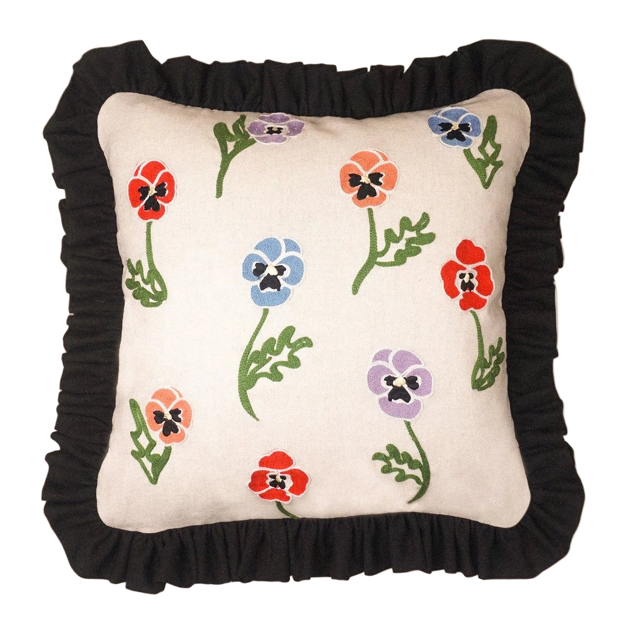 Winter Pansy Linen Cushion