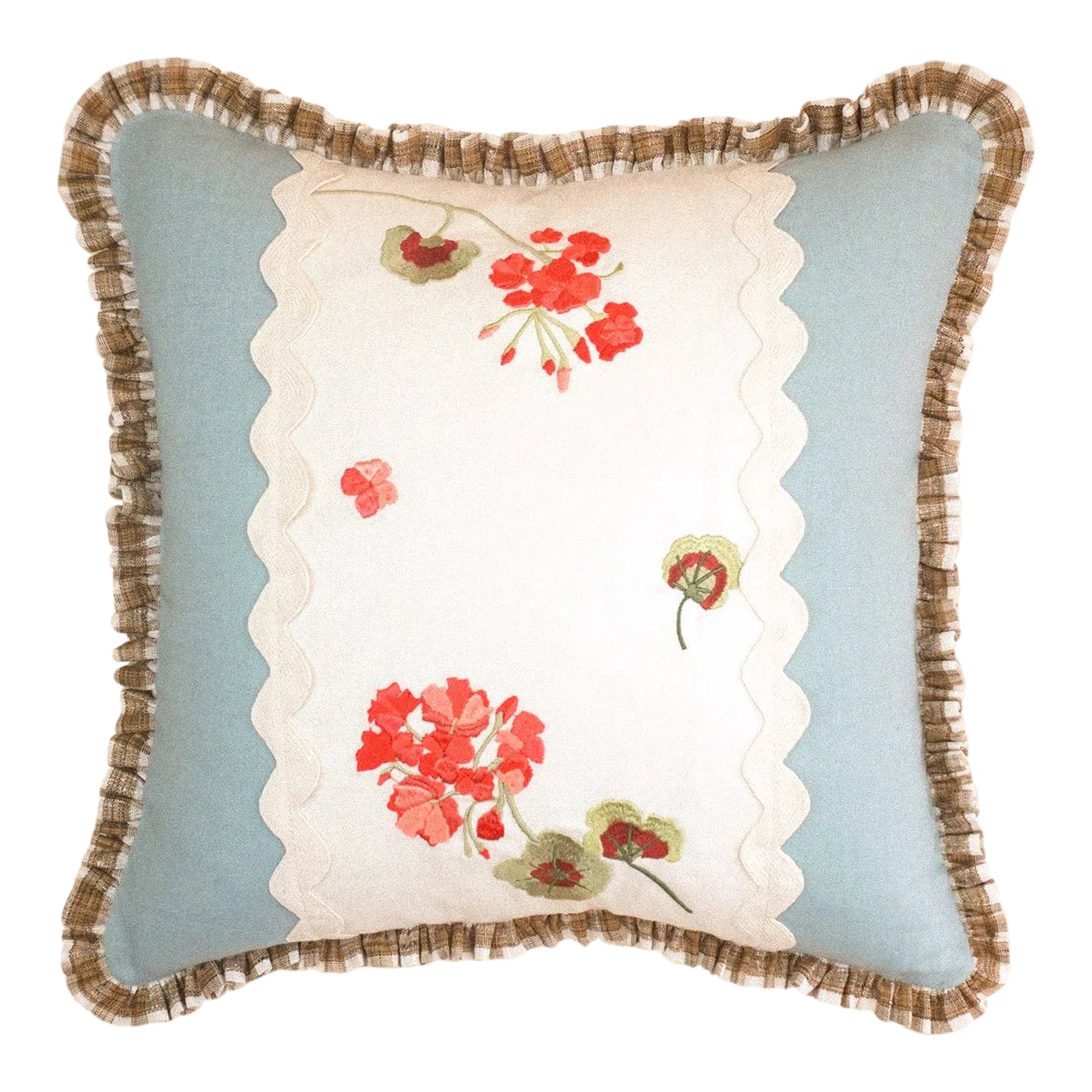 Geranium Patchwork Linen Cushion