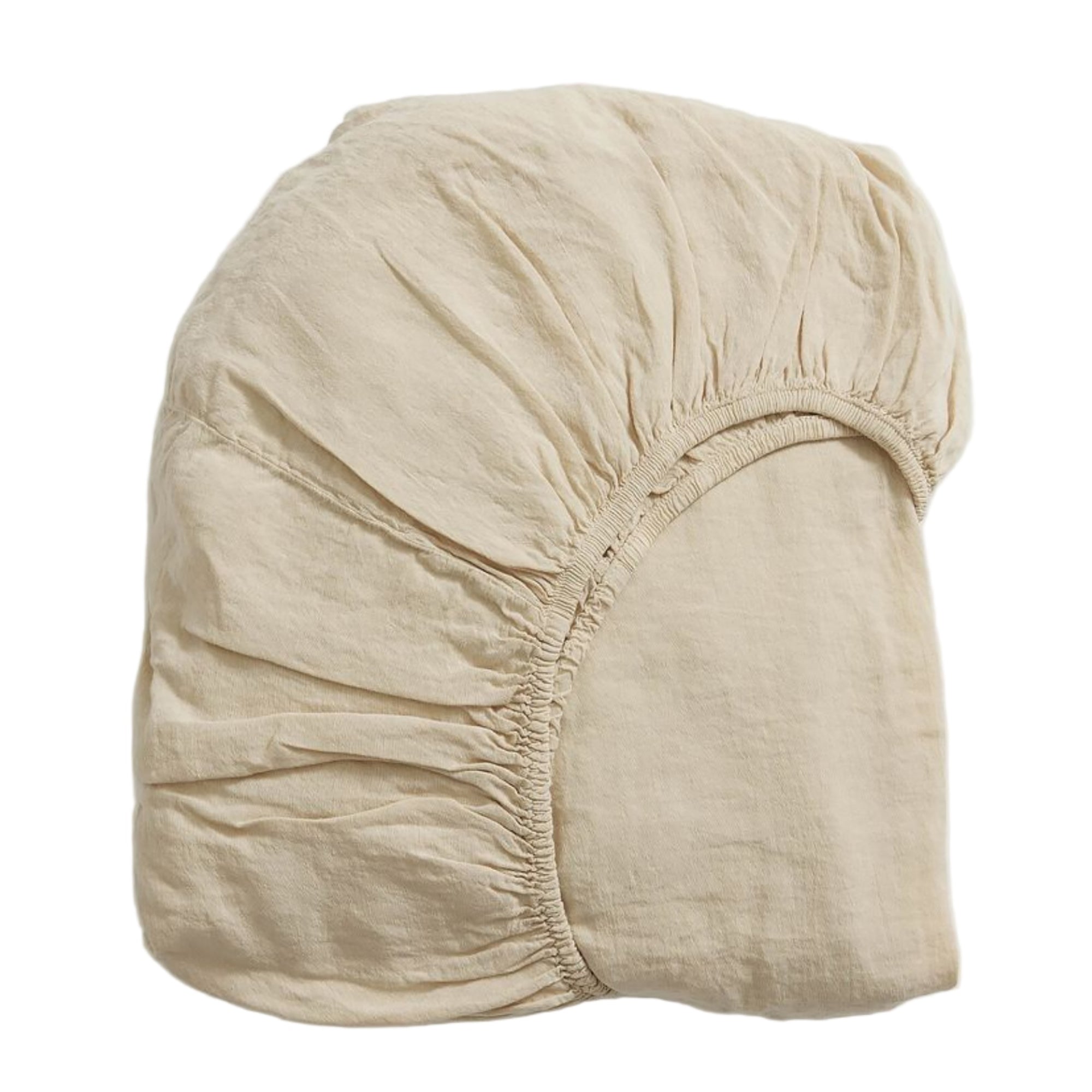Washed Linen Cotton Fitted Sheet  - Sandstone