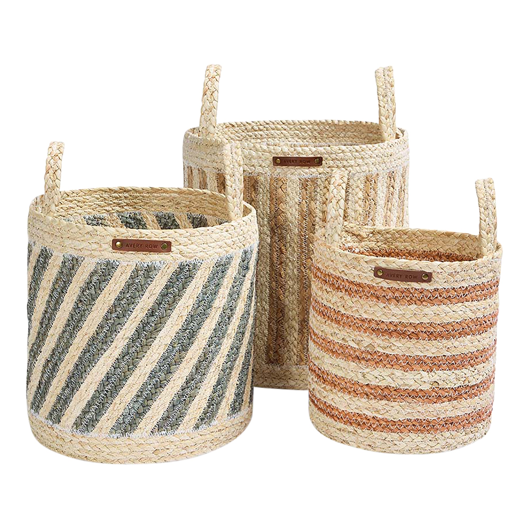 Maize Stripe Storage Basket Set of 3 - Natural