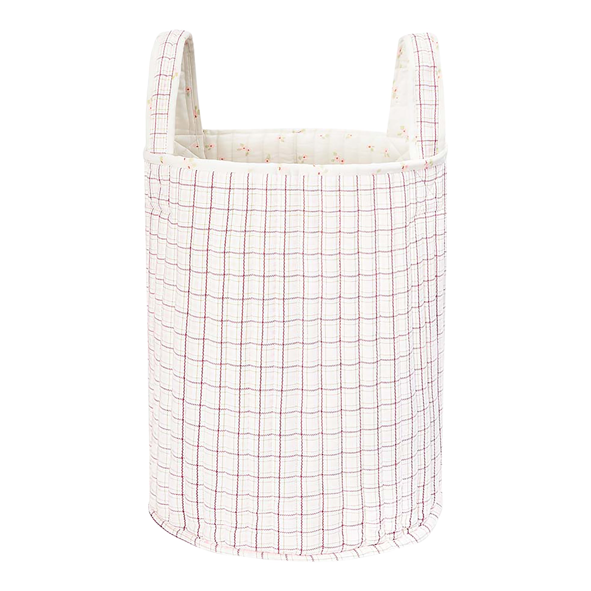 Large Quilted Storage Basket | Anemone & Pink Check