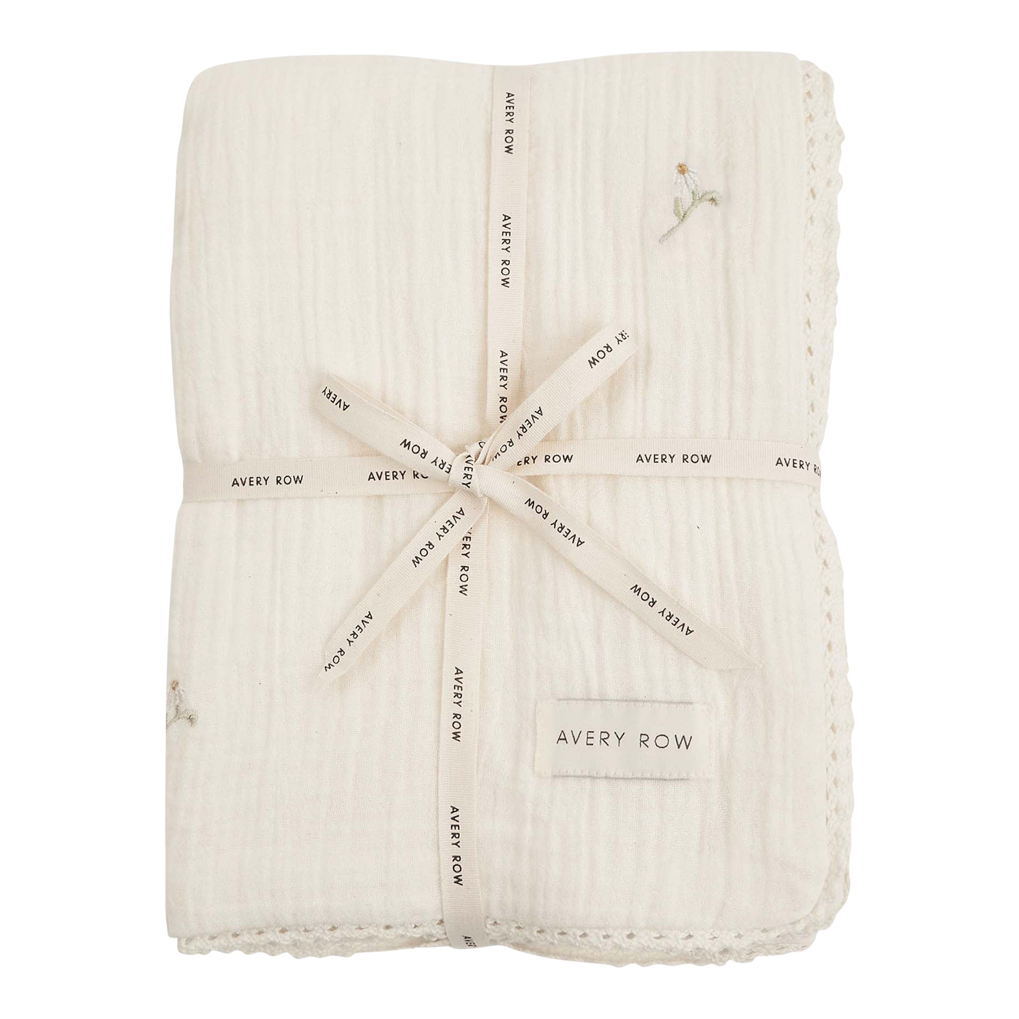 Embroidered Muslin blanket - Wild Chamomile