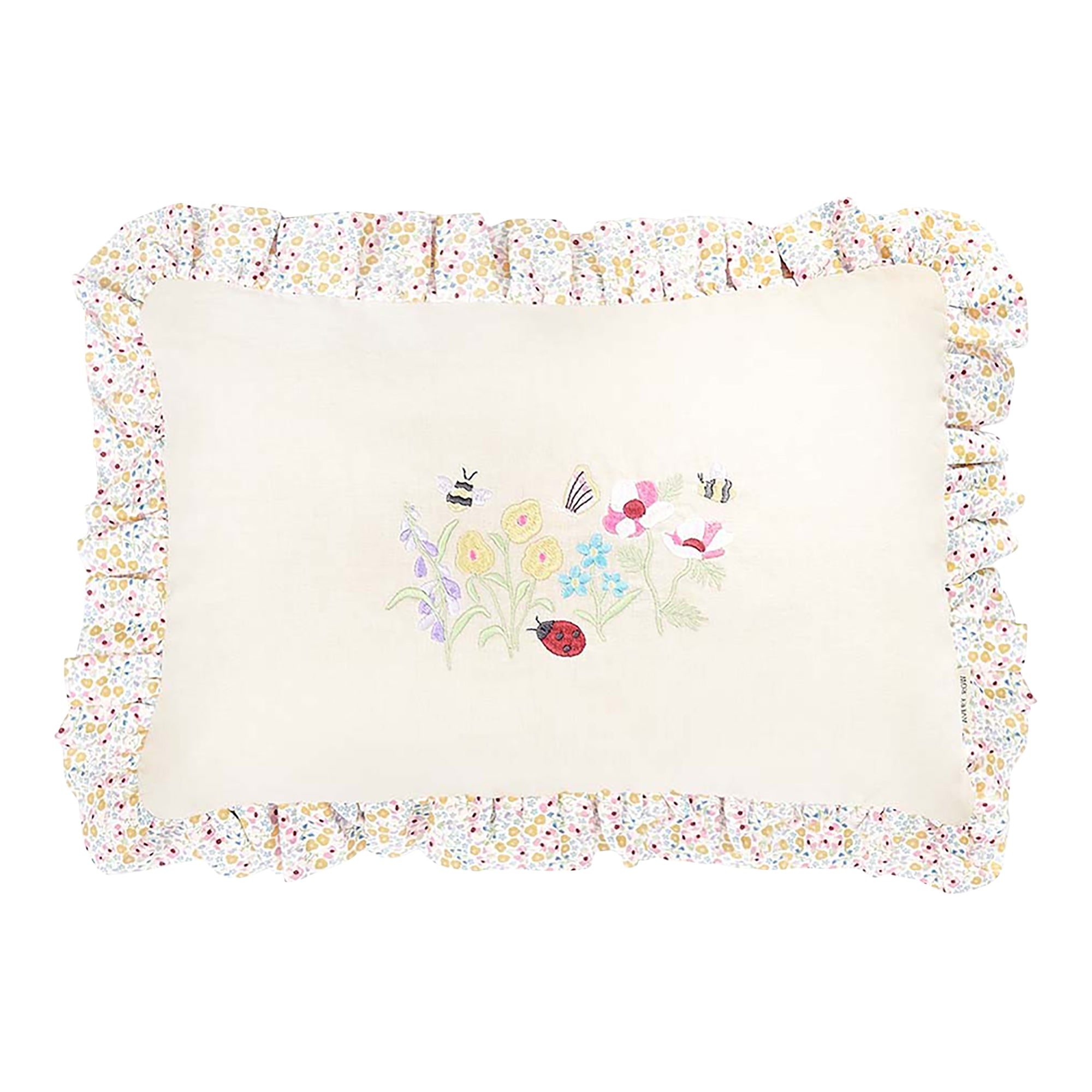Rectangle Linen Frill Cushion - Wildflower Garden