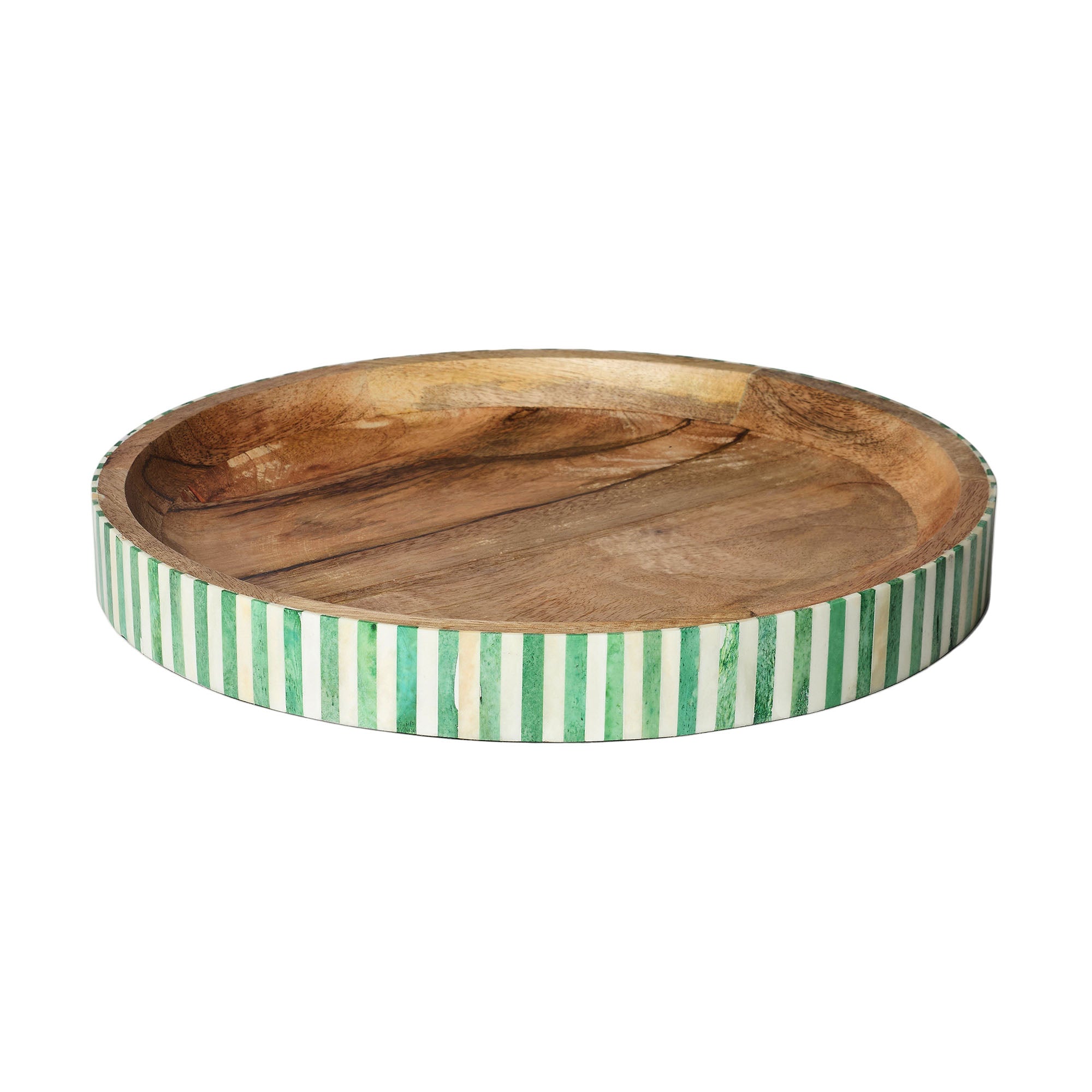 Round Inlay Tray | Green | Striped