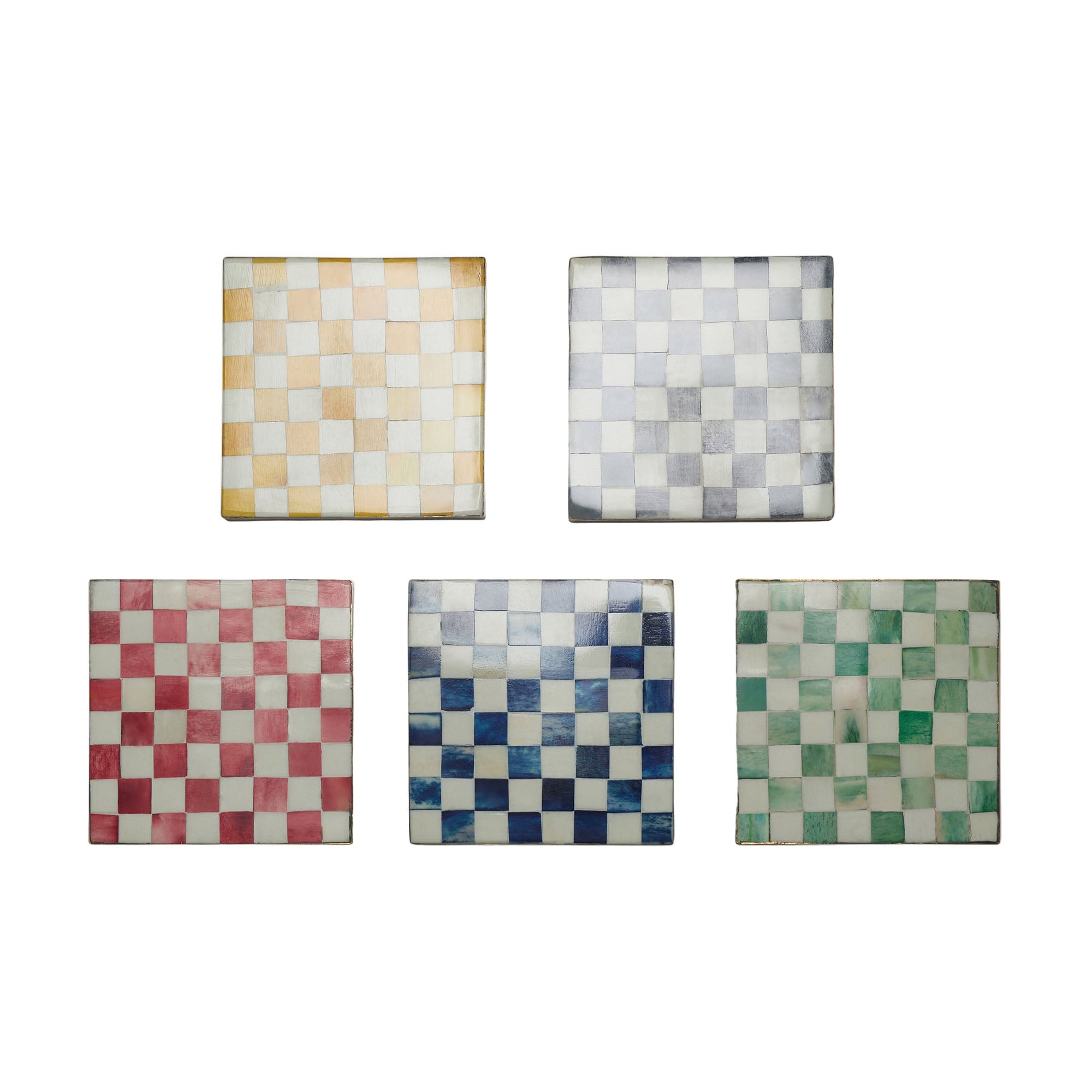 Set of Coasters | Inlay Chequered| Multi Coloured